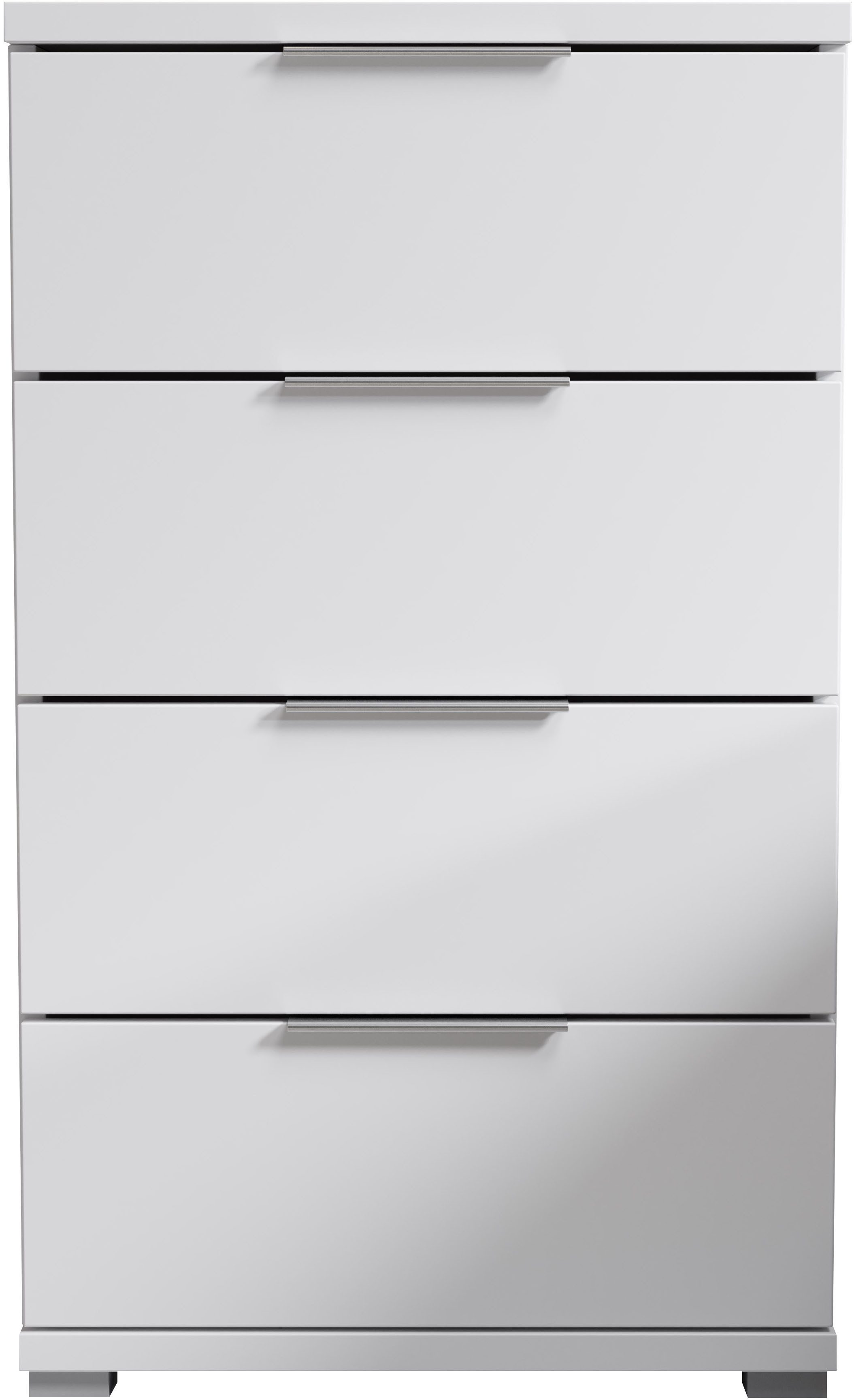 Schlafkontor Nachtkommode Smilla Nachttisch, Nachtkonsole mit Schubkästen, Korpus melaminbeschichtet, silberfarbige oder schwarze Griffe
