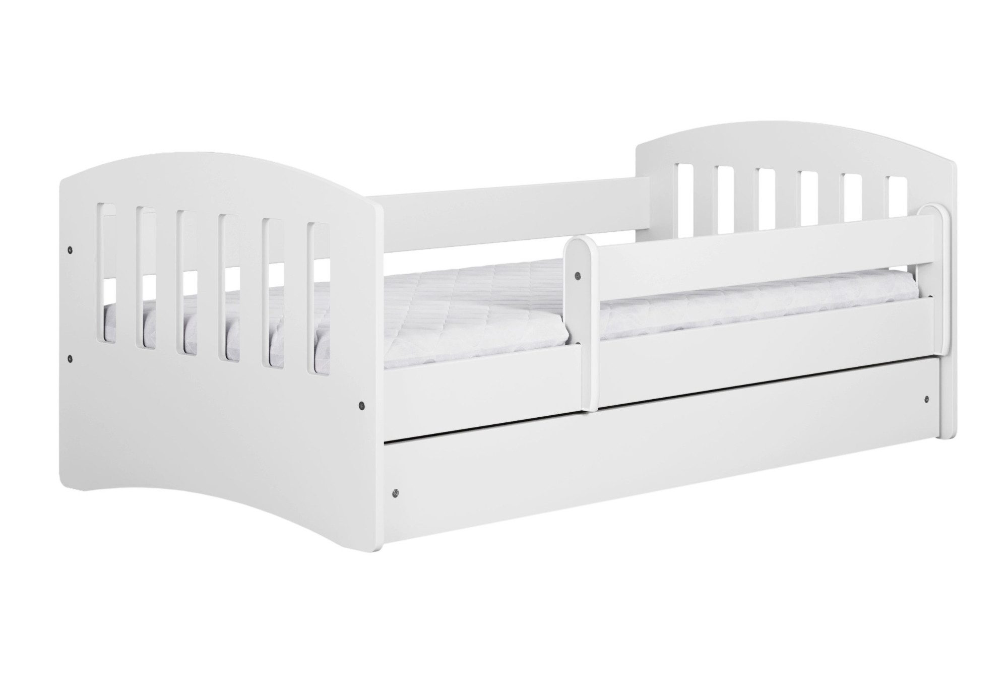 Kinderbett 80x160 & 80x180 cm mit Matratze Rausfallschutz Lattenrost & Schublade
