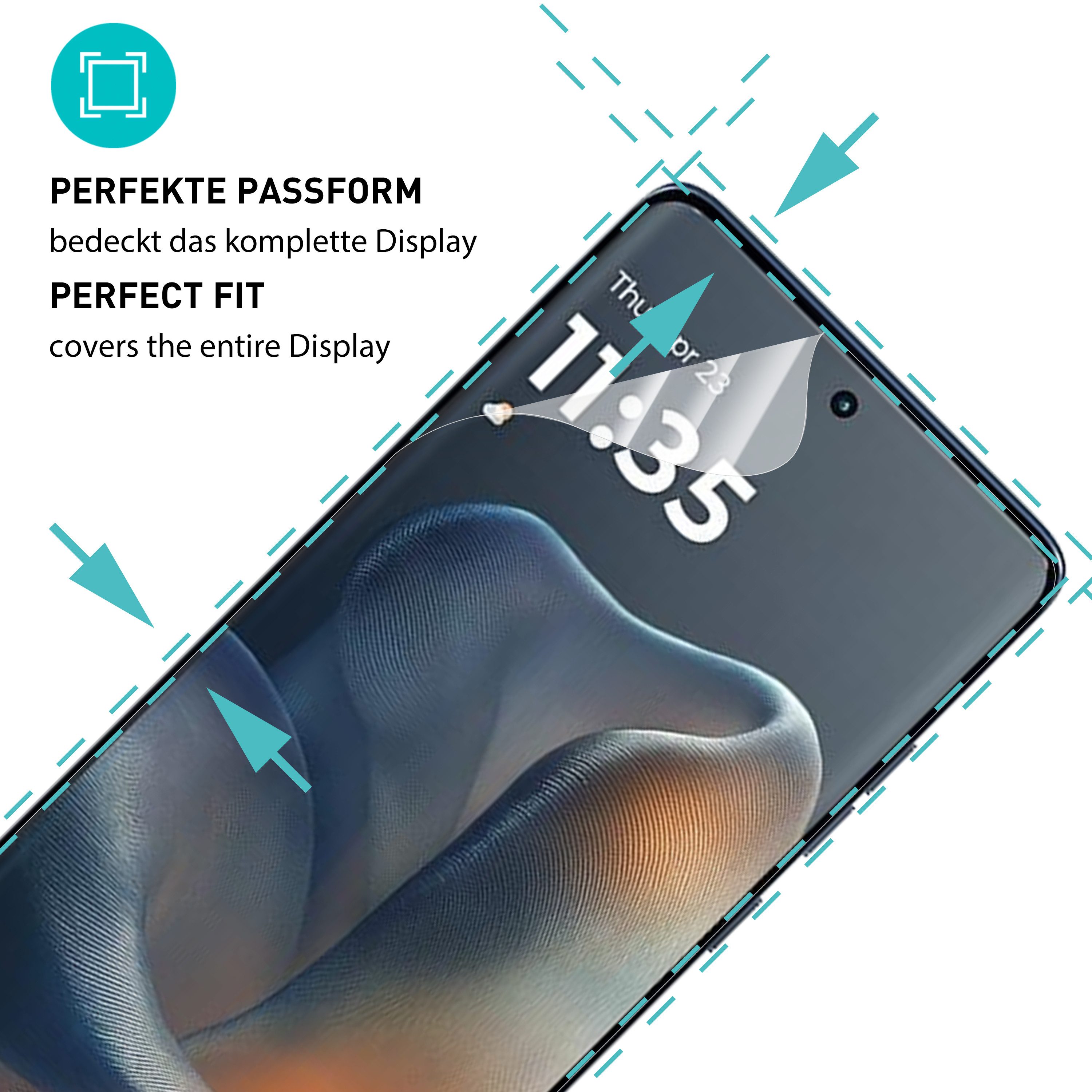 smartect Displayschutzfolie 2X TPU Schutzfolie Klar für Motorola Edge 60 für Motorola Edge 60, Set, 2 Stück, Ultra-klar, Kratzfest, Blasenfrei, Oleophob, Finger – Bild 2 von 5