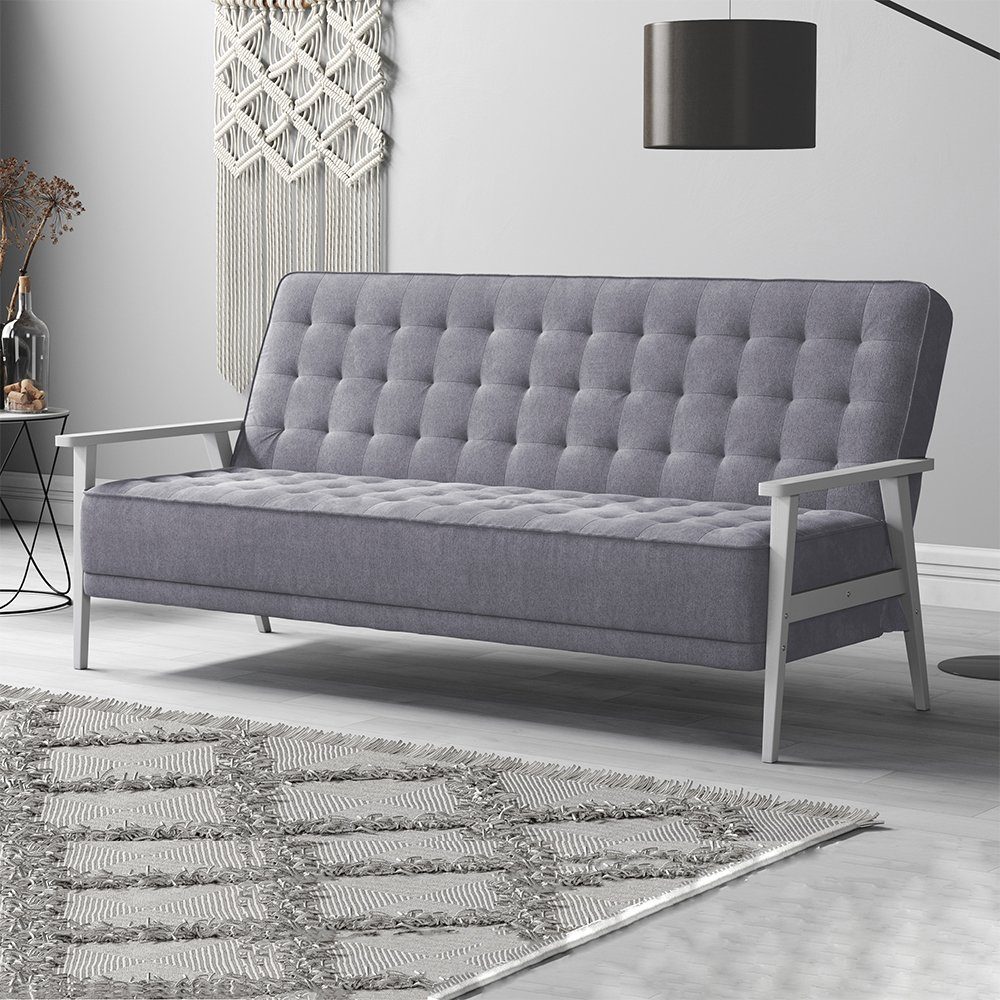 VitaliSpa® Schlafsofa Dion, Grau, 202 cm mit Klappfunktion, mit Klappfunktion