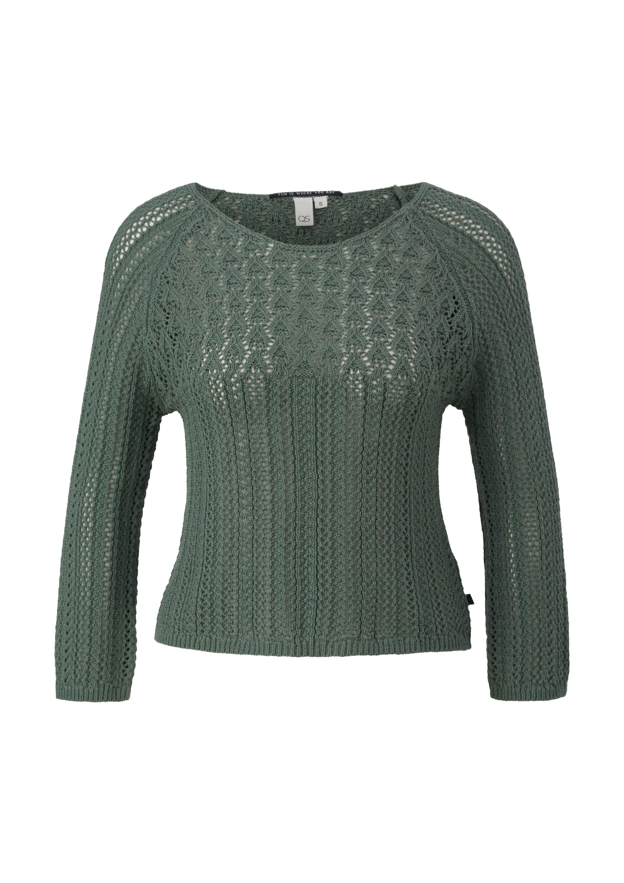 QS 3/4 Arm-Pullover Strickpullover Pullover aus Ajourstrick günstig online kaufen