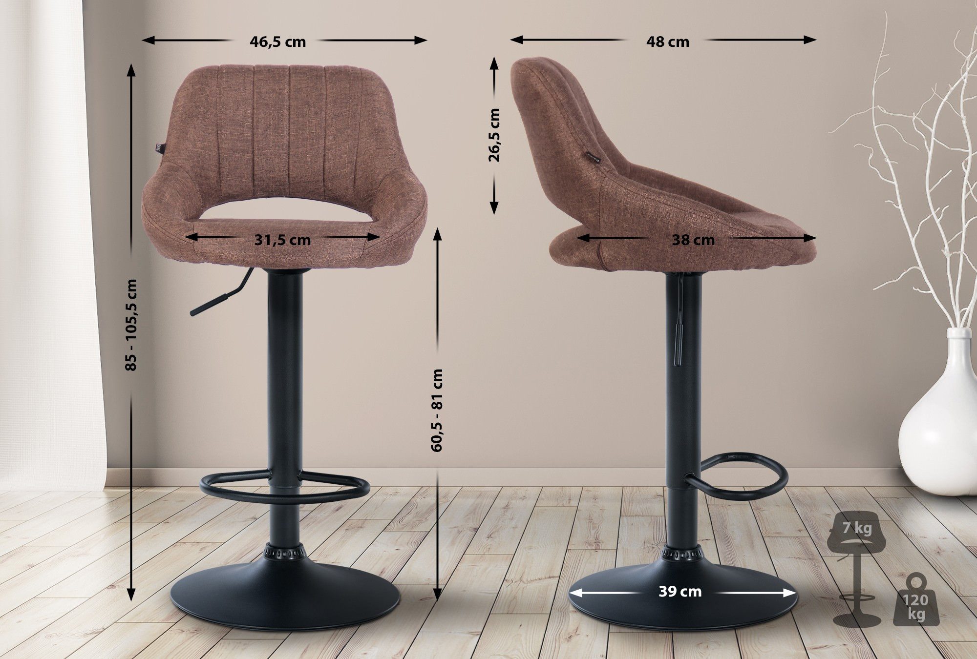 Barhocker Milet Stoff Schwarz Schwarz günstig online kaufen