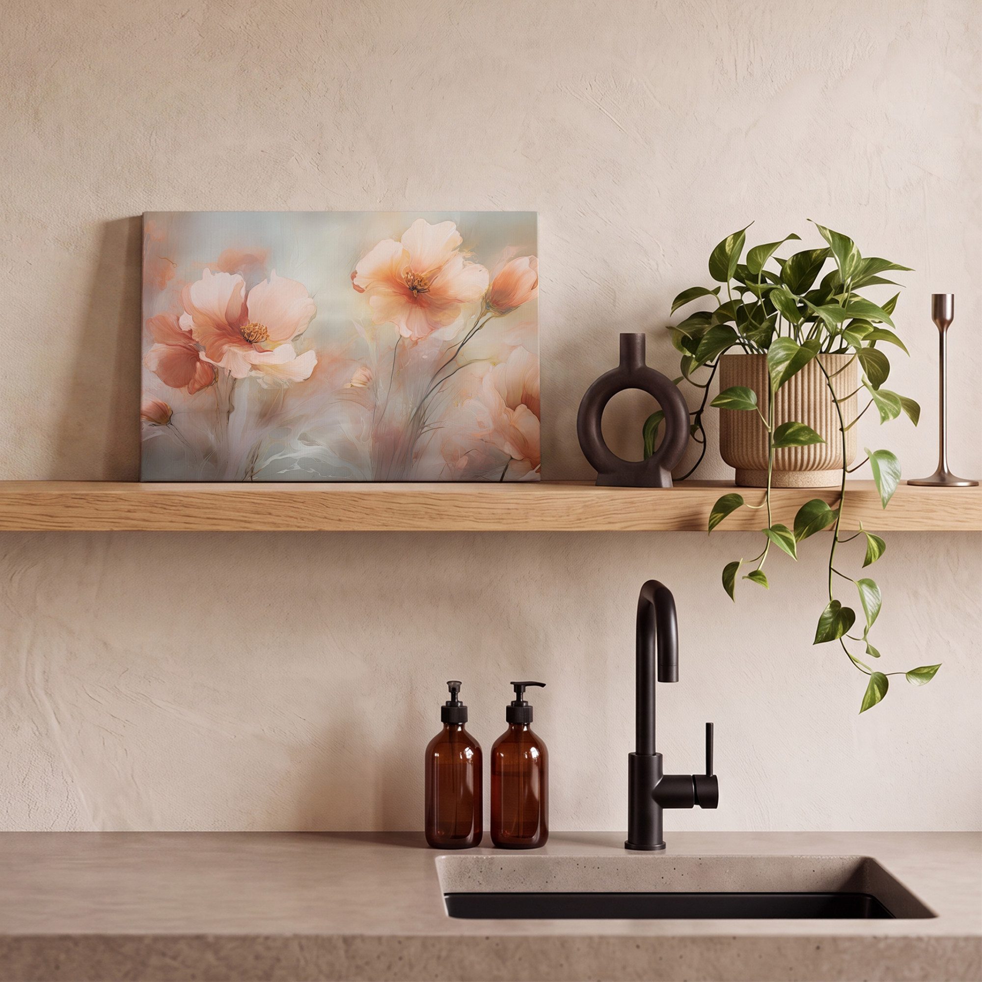 OneMillionCanvasses® Leinwandbild Blumen - Pastell - Kunst - Mohnblumen - Aquarell, Fotodruck (1 St), Leinwand Bilder Klein, Wand Dekoration Aesthetic 30x20 cm – Bild 5 von 5