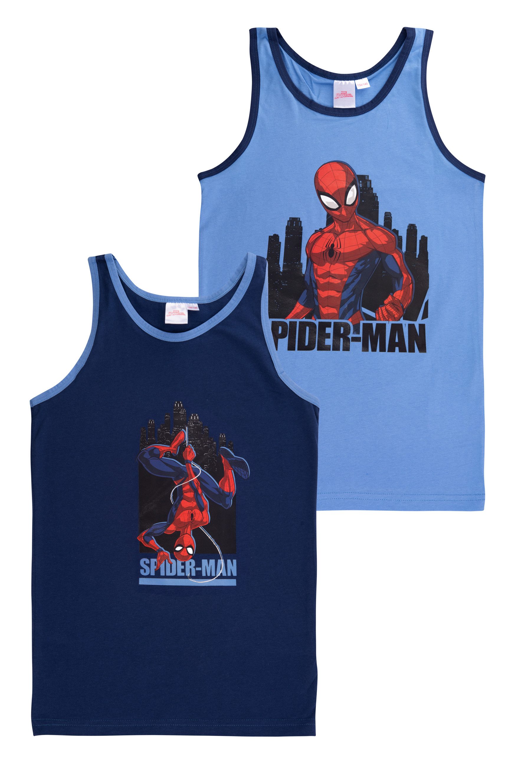 United Labels® Unterhemd Marvel Spider-Man Unterhemd für Jungen Tank Top Blau (2er Pack)