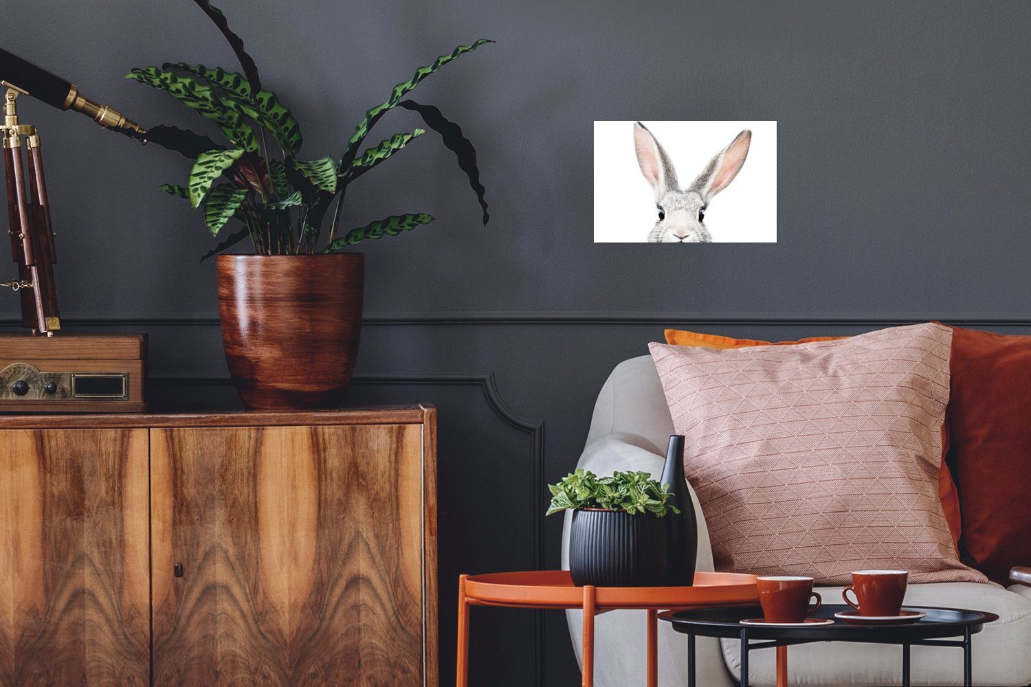 MuchoWow Poster Kaninchen - Tiere - Natur - Weiß, (1 St), Poster, Wandbild, Wandposter für Wohnzimmer, Ohne Rahmen