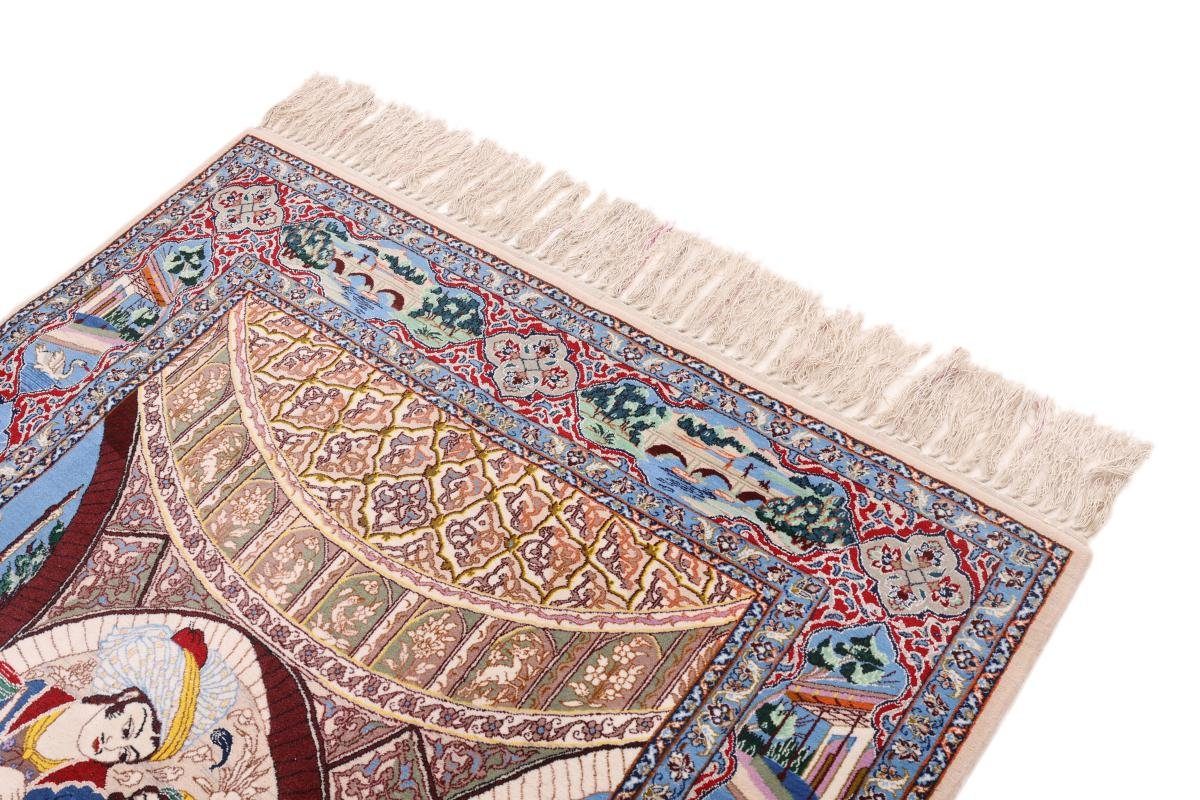 Handgeknüpfter 6 Isfahan Seidenkette rechteckig, Nain Orientteppich, Höhe: Trading, Orientteppich mm 108x165