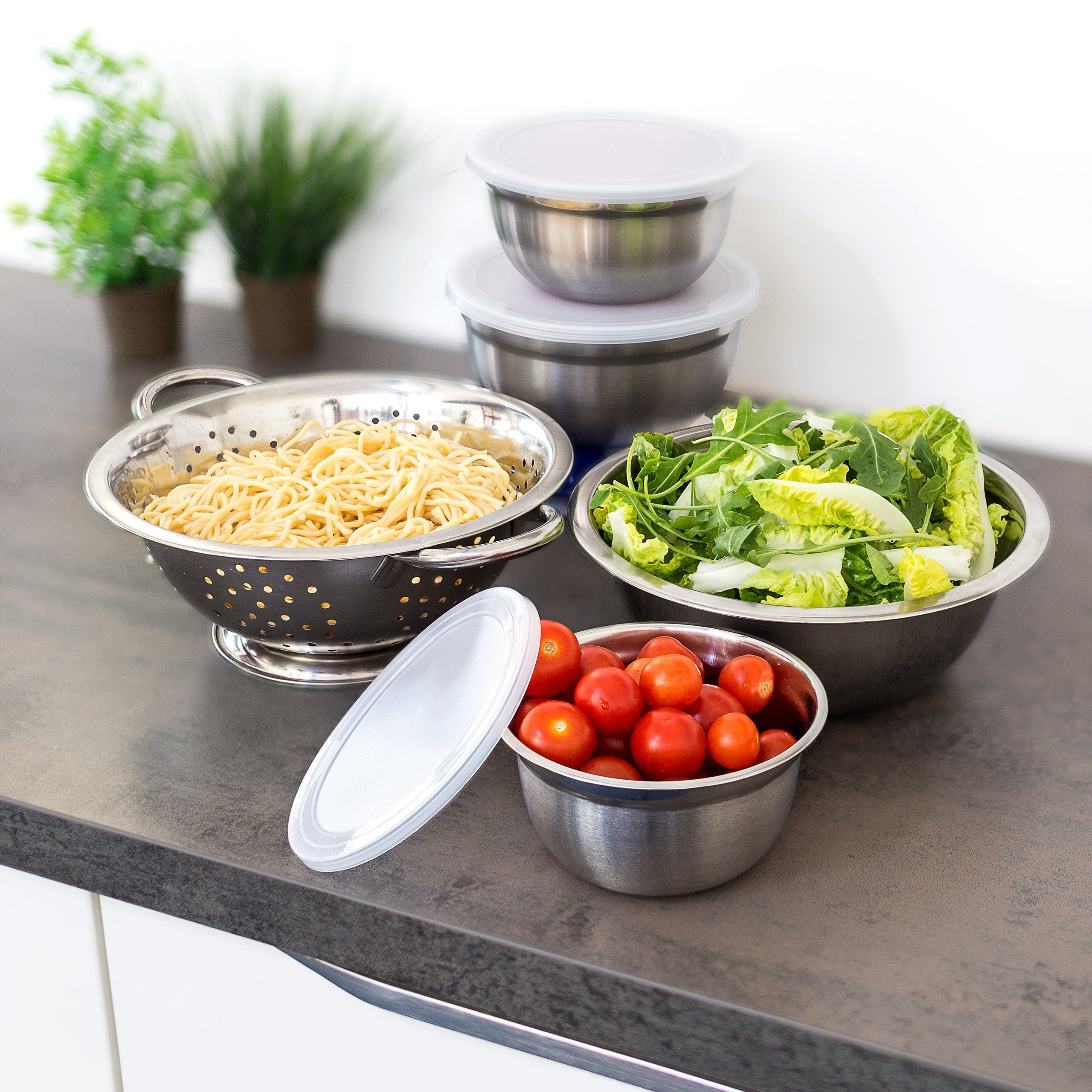 relaxdays Back-Set Schüssel Set Edelstahl