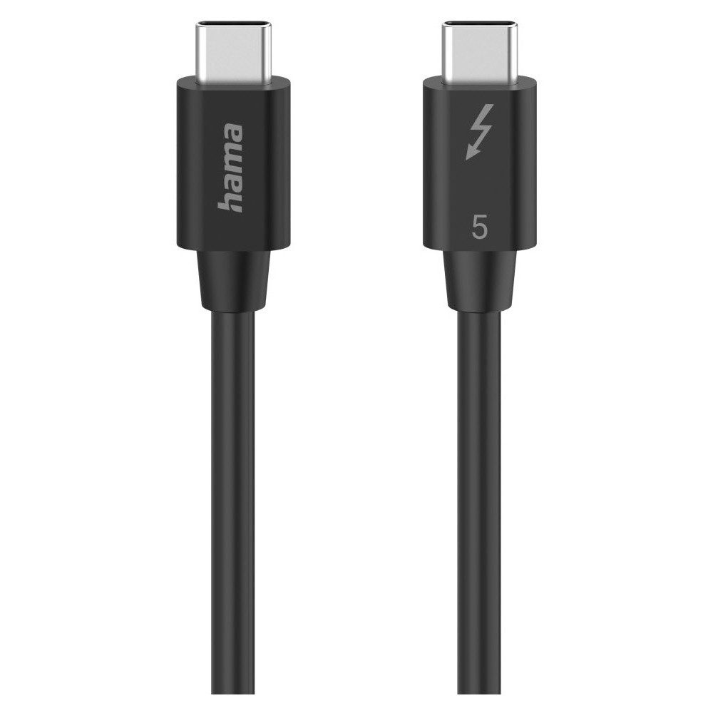 Hama Hama Thunderbolt-5-Kabel USB-C 1m schwarz - Zubehör. Smartphone-Adapter USB-C, Hochwertiges Thunderbolt-5-Kabel in elegantem Schwarz