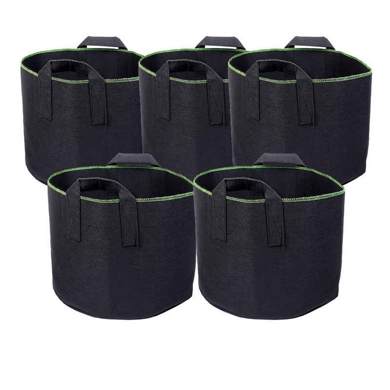 Schramm Pflanzkübel Schramm® 5 Stück Pflanzsäcke aus Filz 30 Liter Pflanzsack Ø 36,5 cm Garten Sack Vlies zum Bepflanzen Pflanzgefäß