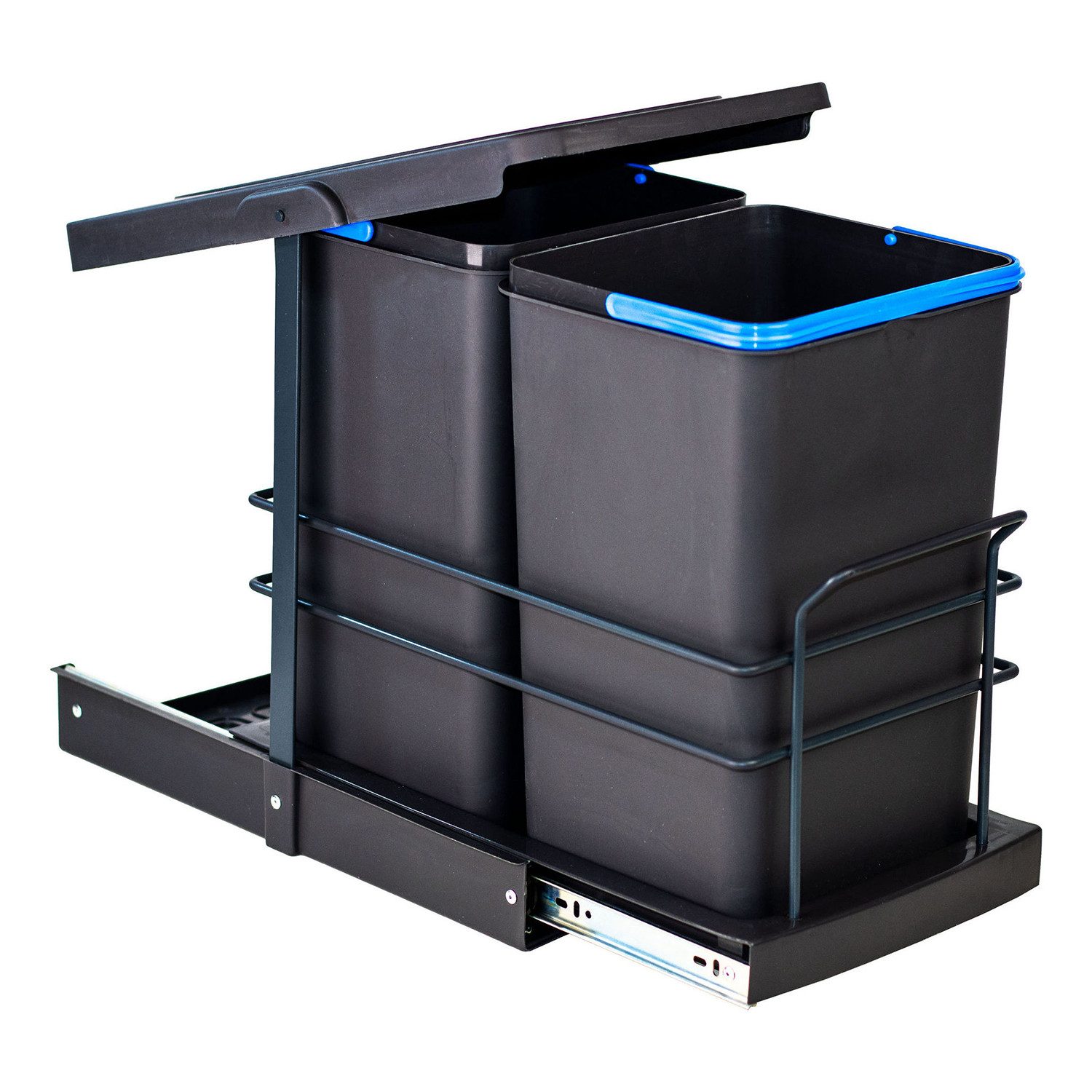 Roomart Einbaumülleimer Einbau-Mülleimer Küche ausziehbar 2×12L Mülltrennsystem Unterschrank, 2×12L Mülltrennung, Einbau Unterschrank, ausziehbar, in 2 Farben