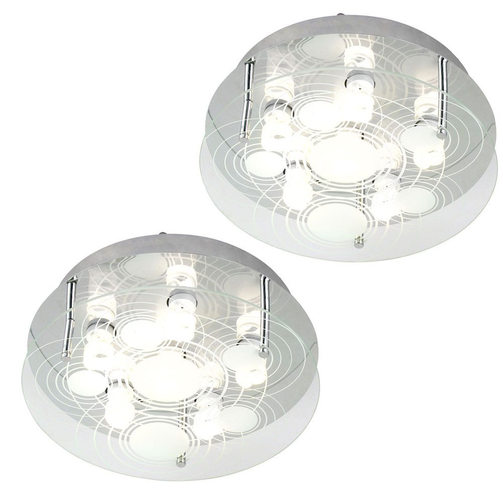 GLOBO LIGHTING Deckenleuchte, Leuchtmittel nicht inklusive, Deckenlampe Deckenleuchte Wohnzimmerlampe Glas satiniert 2x