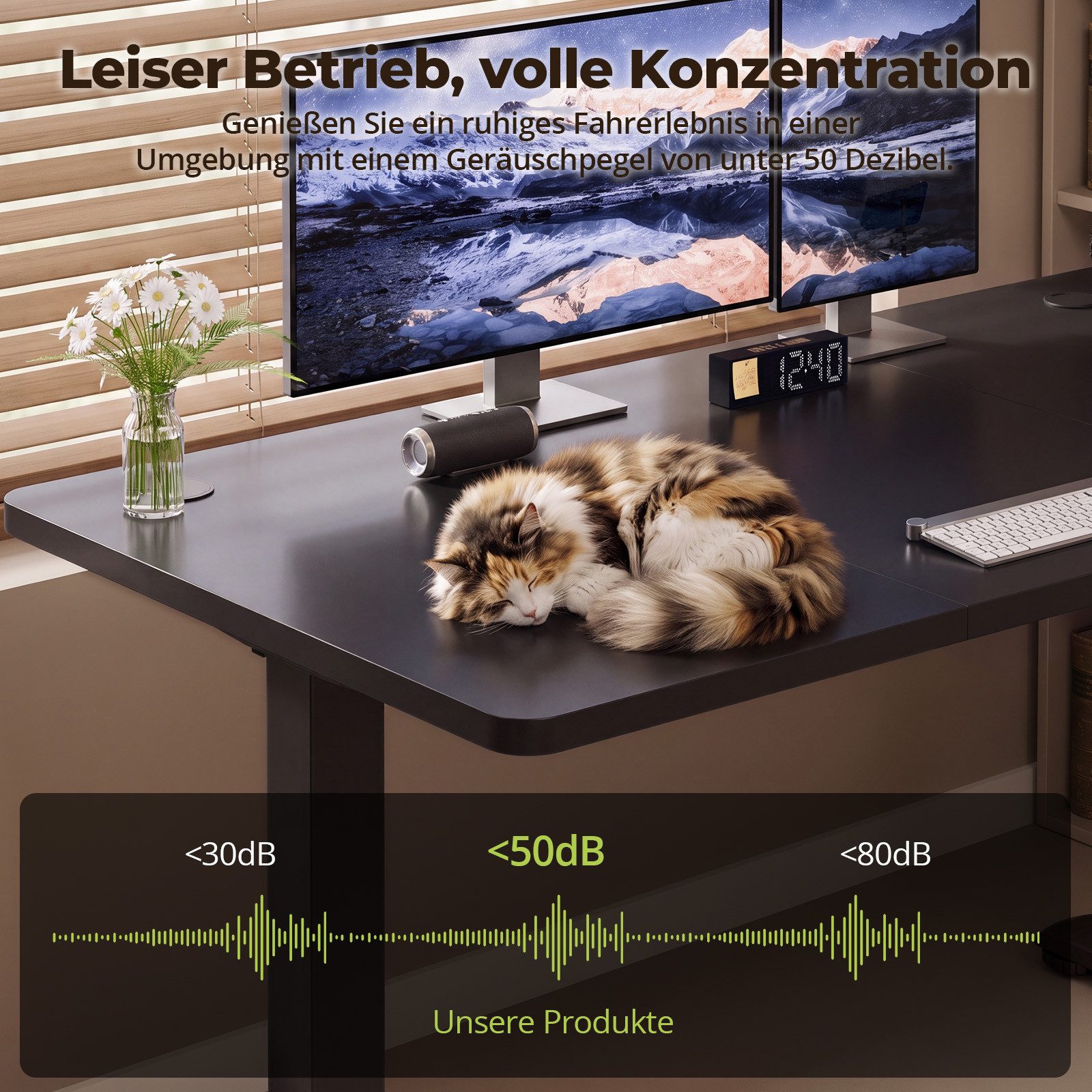 HOMALL Schreibtisch Höhenverstellbar elektrischer Memory-Funktion 100/120/140/160/180cm (Zweistufige Hohenverstellung Ergonomischer Kopfhorerhaken und Kabelhalt – Bild 4 von 5