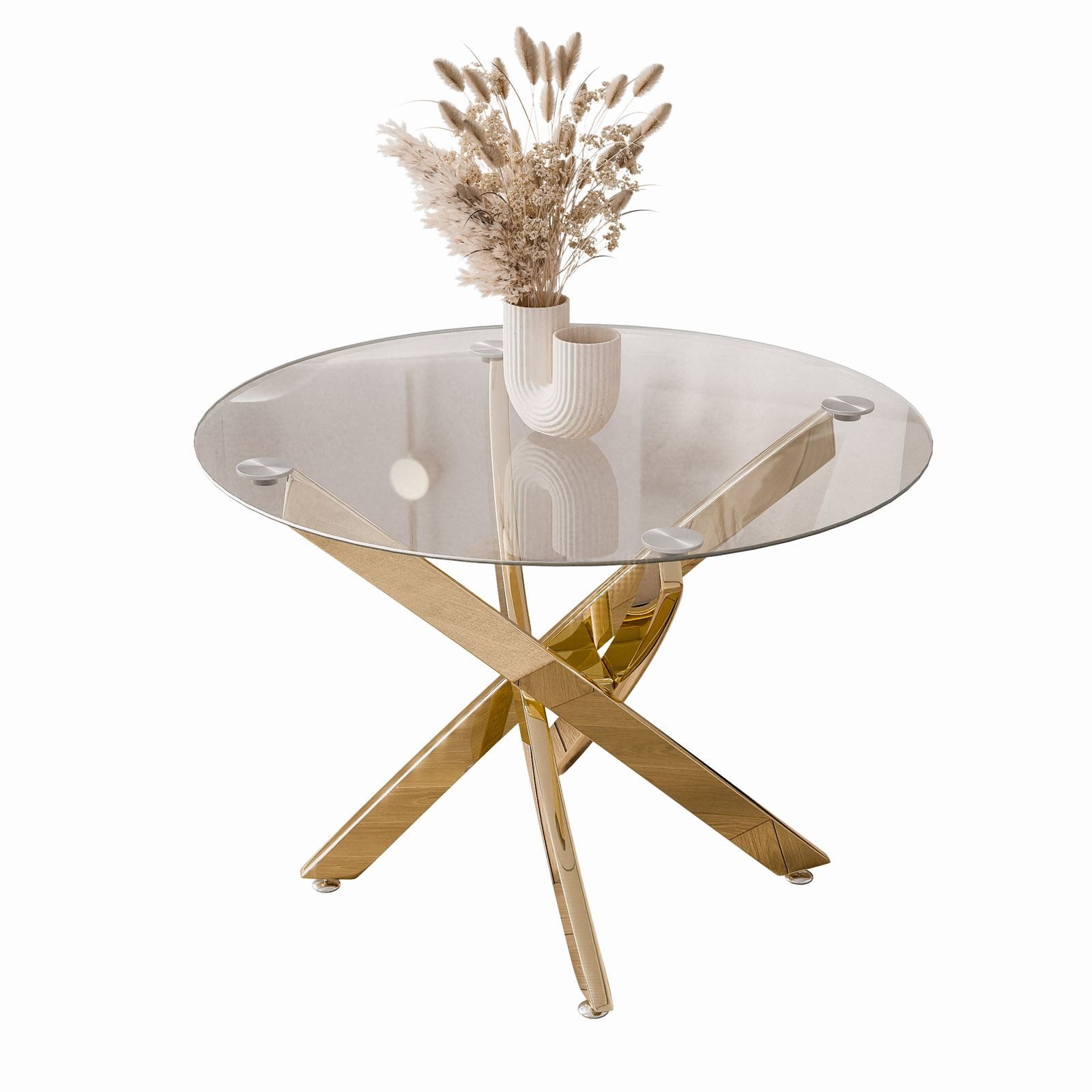 Lookway Couchtisch BEIRA mit Glasplatte (1 Tisch), Durchmesser: ⌀60 cm günstig online kaufen