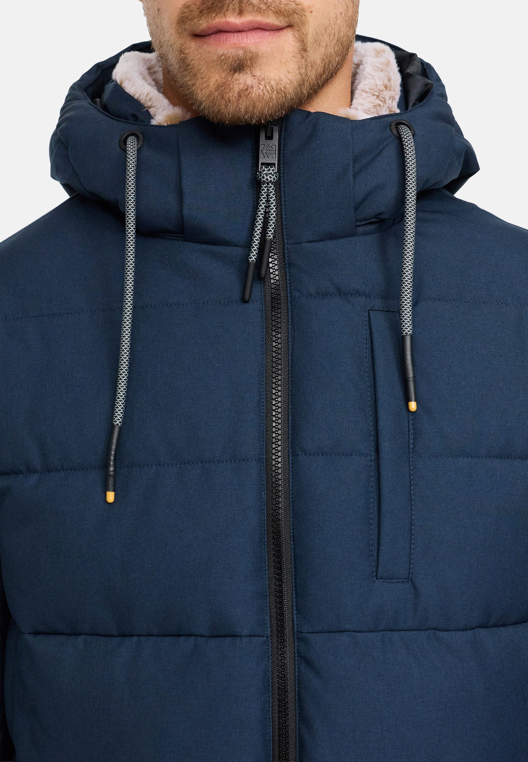 Indicode Winterjacke Herren INHebero Jacke Winter Herrenjacke Wattierte Steppjacke mit Kapuze und Reißverschluss