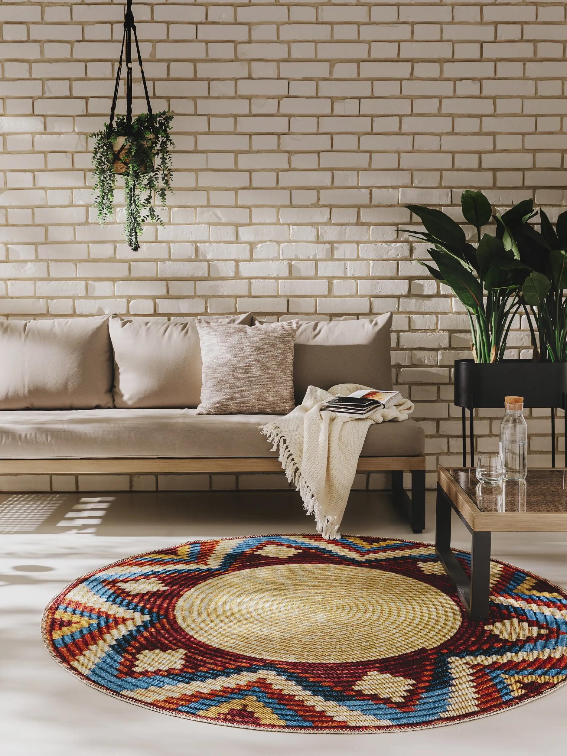 benuta Outdoorteppich Kenya, rund, Höhe: 5 mm, Kunstfaser, Berber, Ethno-Style, Wohnzimmer