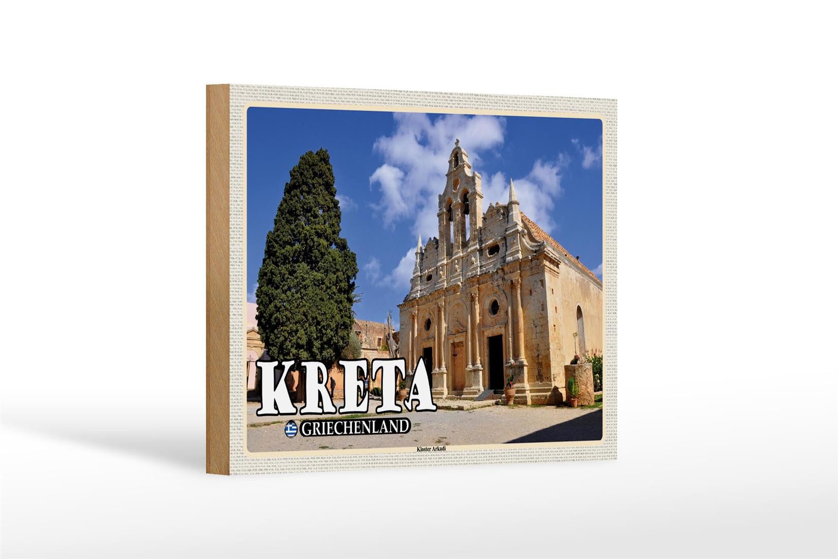 Holzbild Reise 18x12 cm Kreta Griechenland Kloster Arkadi
