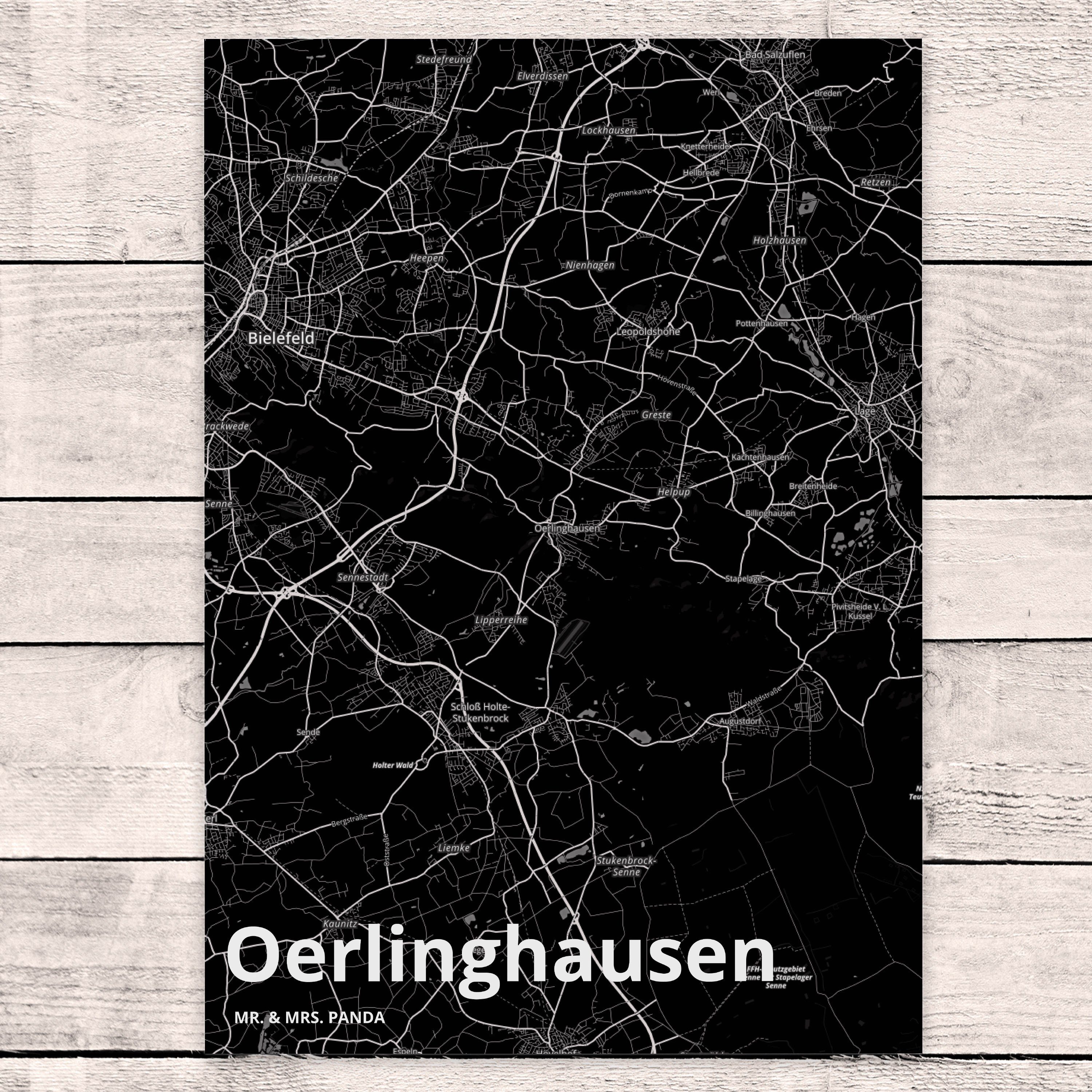 Ort, - Dankeskarte, Landkart Mr. Oerlinghausen Stadt Dorf Panda Mrs. Geschenk, & Postkarte Karte