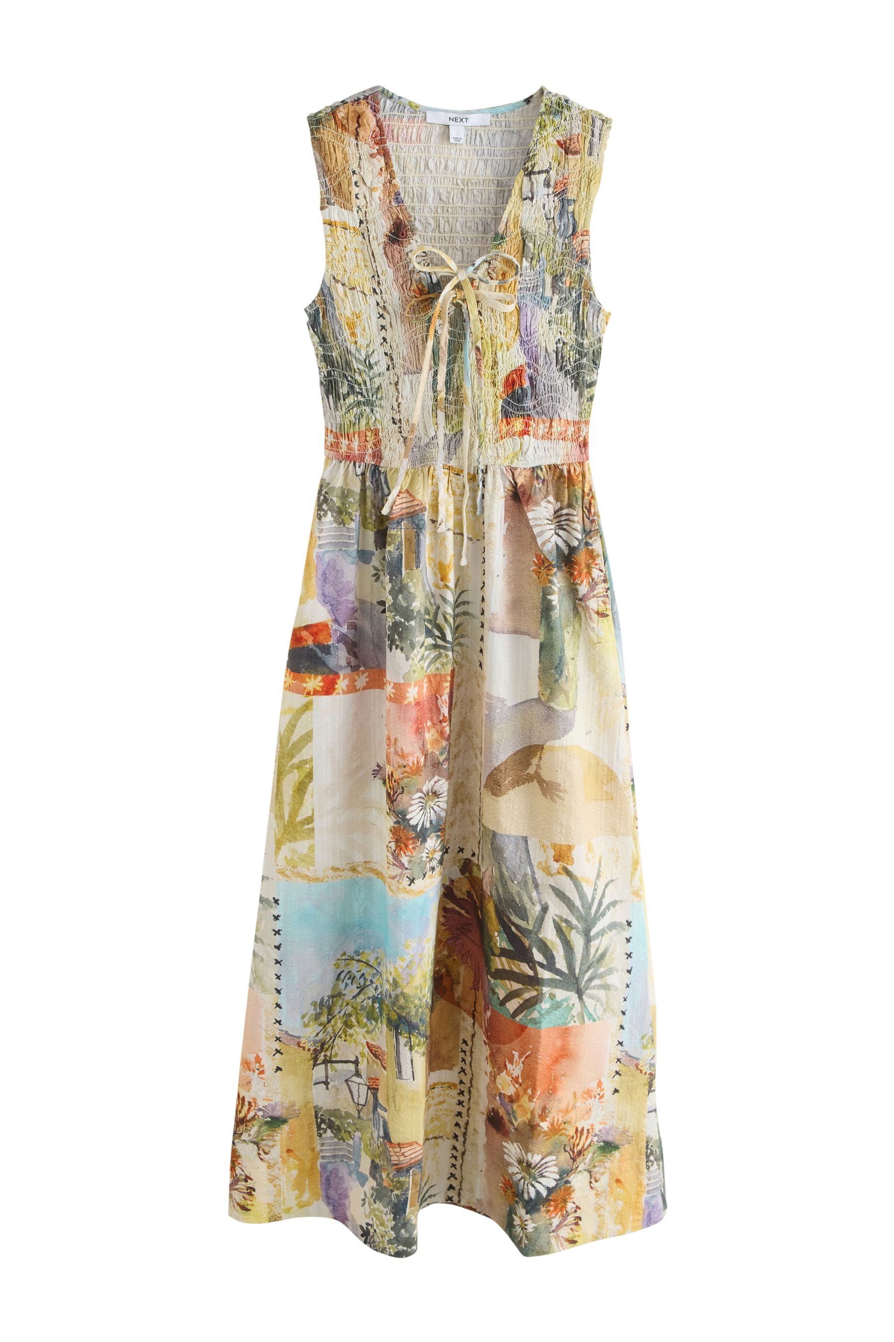 Next Maxikleid Gerafftes Maxikleid mit V-Ausschnitt (1-tlg)