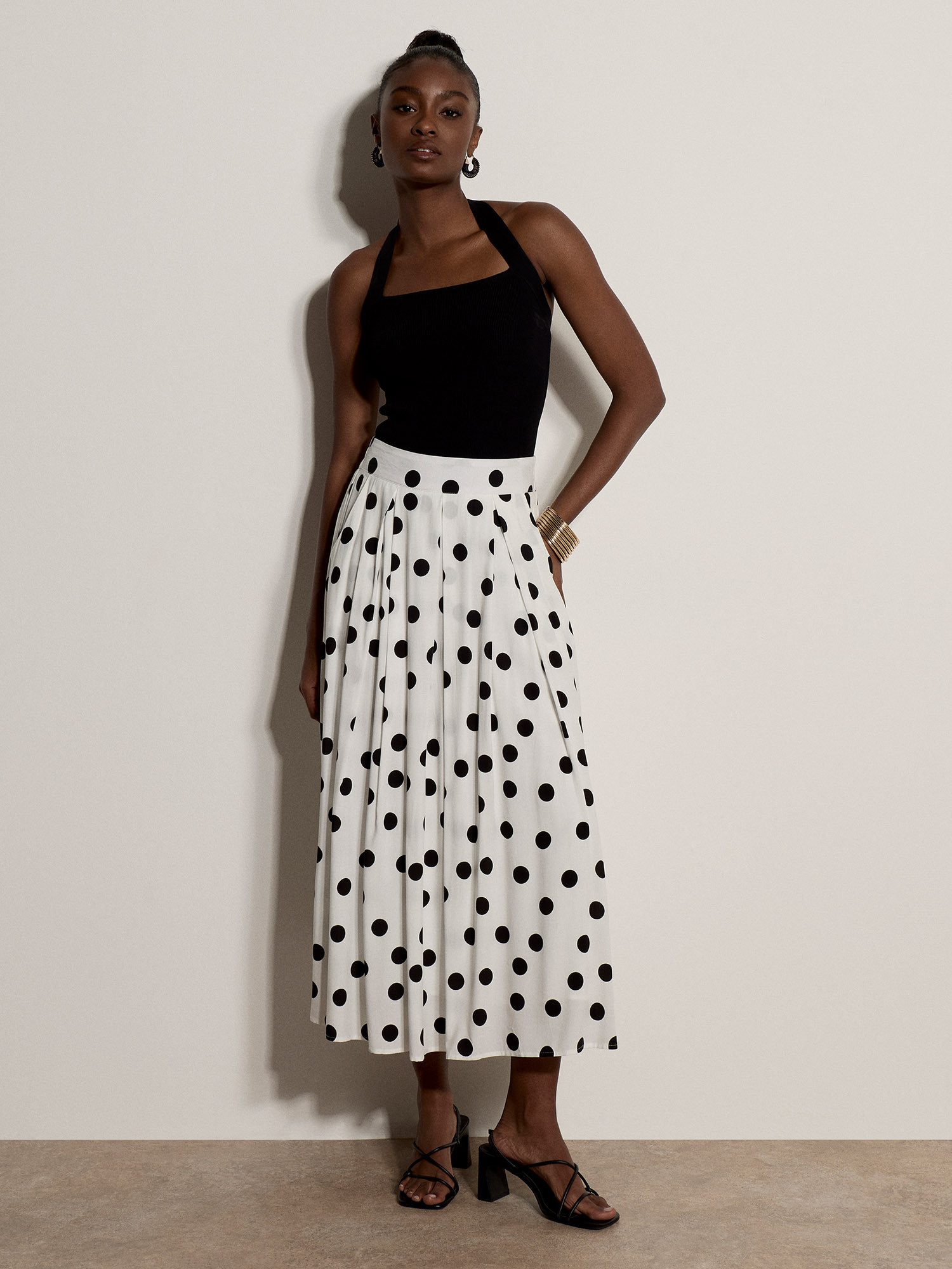 Apricot Midirock Midi-Rock in A-Linie mit Polka-Dots