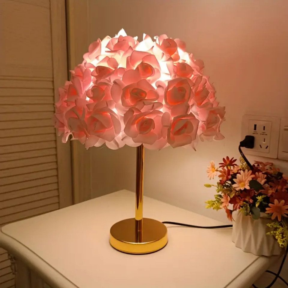 JDONG Nachttischlampe Kreative Blumen Schreibtischlampe,Rosa-Weiß / günstig online kaufen