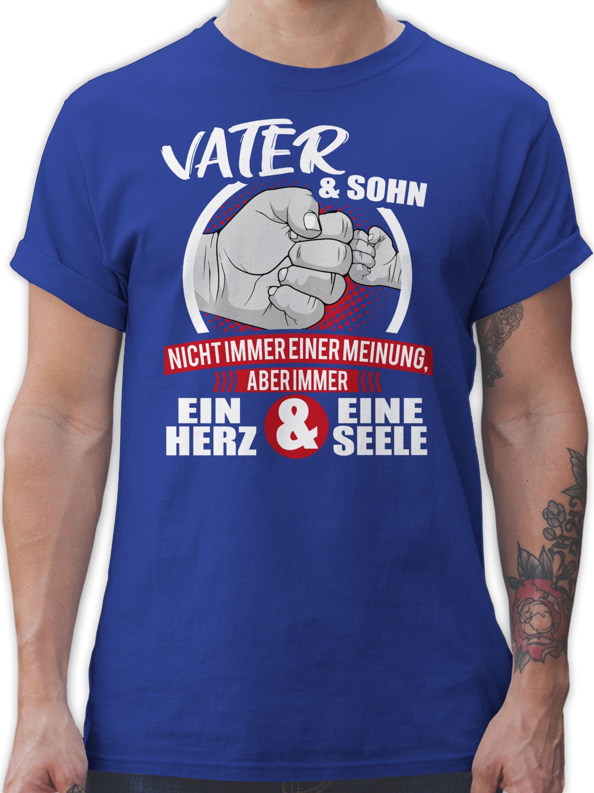 Shirtracer T-Shirt Vater & Sohn Immer ein Herz & eine Seele - weiß/rot Partner-Look Familie Papa 3 Royalblau