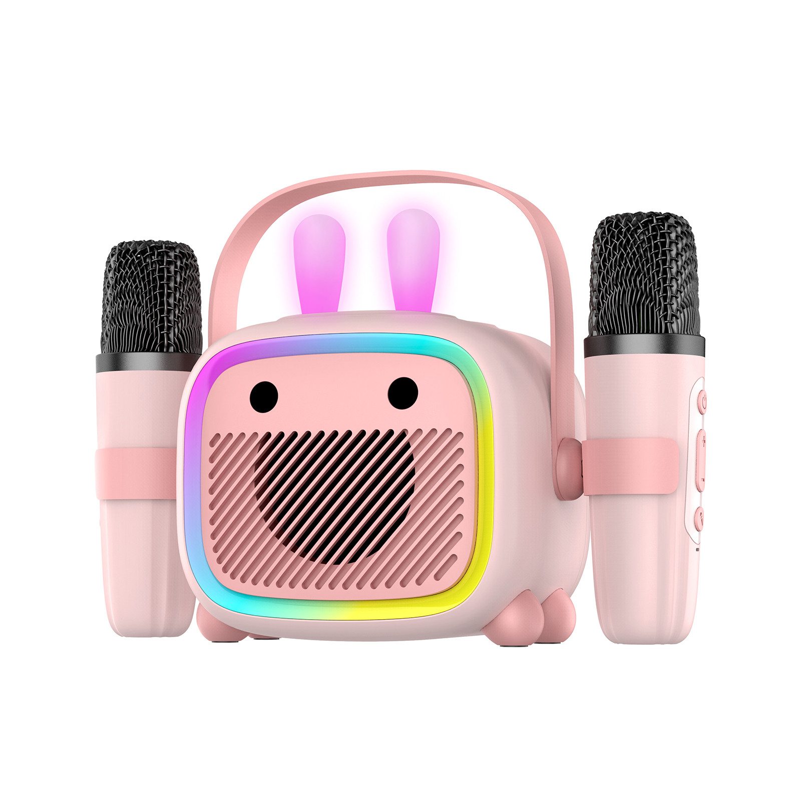 BBG Karaoke-Set für Kinder mit kabellosem Mikrofon & lustigem Design Karaoke-Maschine (5 W, Tragbarer Bluetooth-Lautsprecher mit Lichtshow und Stimmverzerrer)