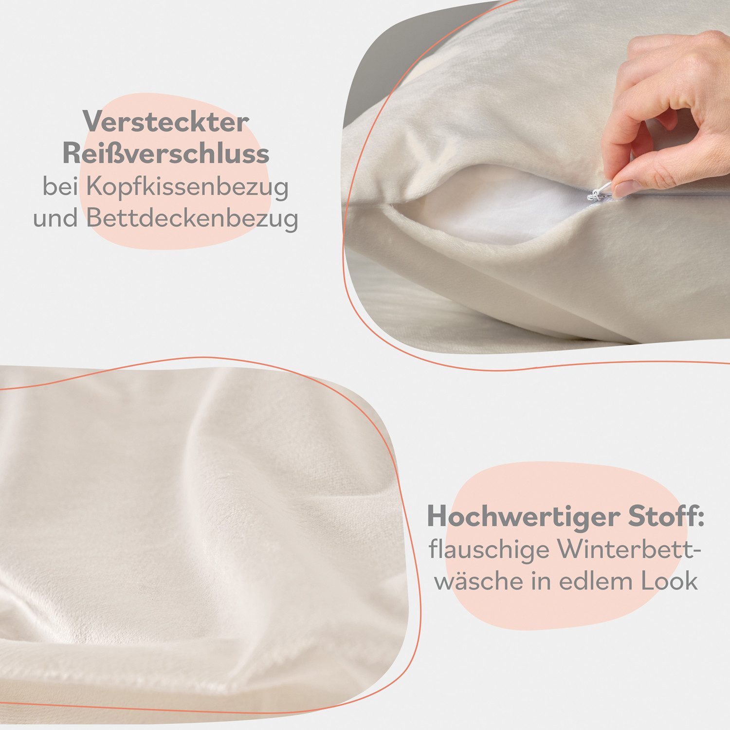 Blumtal Bettwäsche Cashmere-Touch Plüsch, warme Winterbettwäsche + Kopfkissenbezug – Bild 5 von 5