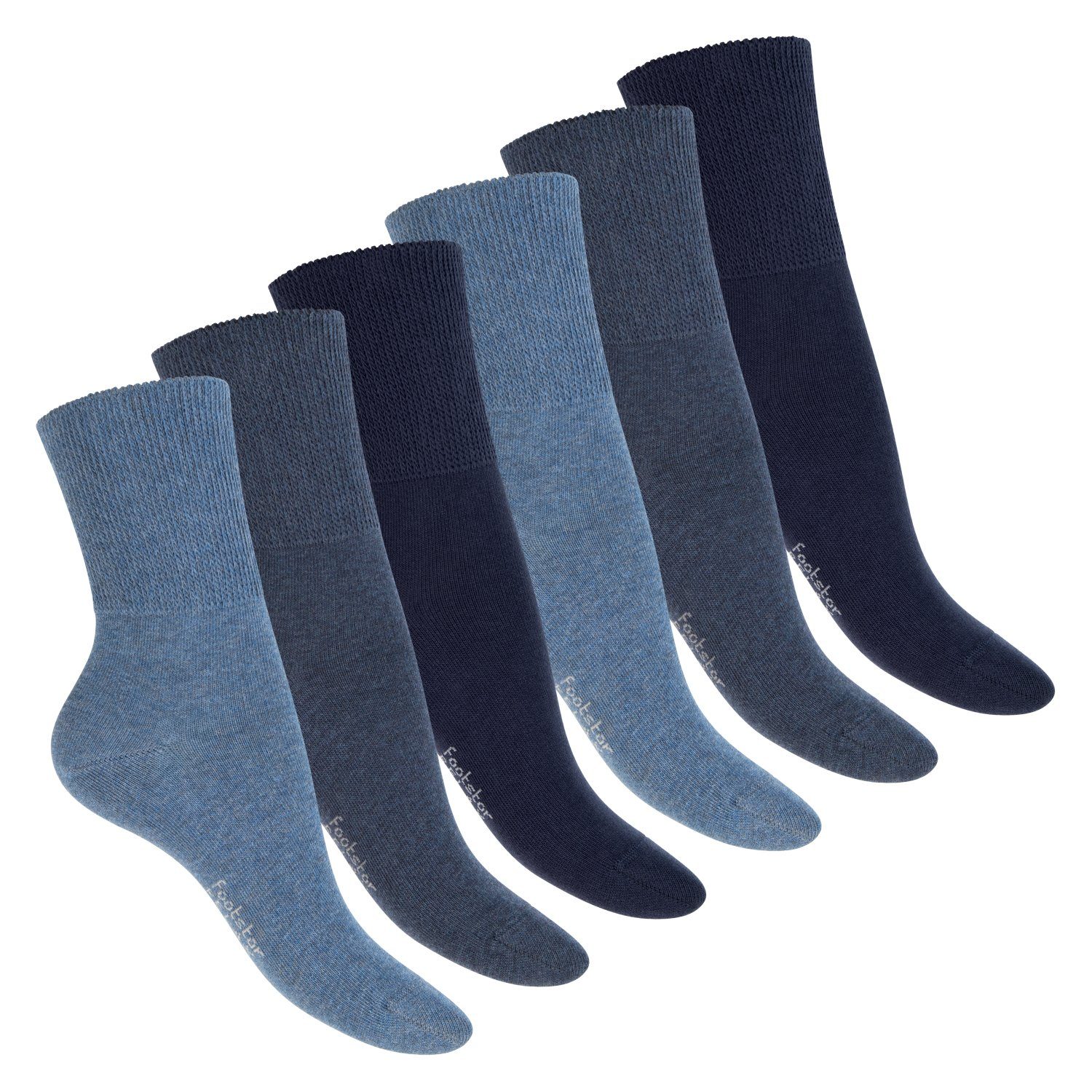 Footstar Gesundheitssocken Gesundheits Diabetiker Socken für Damen & Herren (6 Paar) Blau