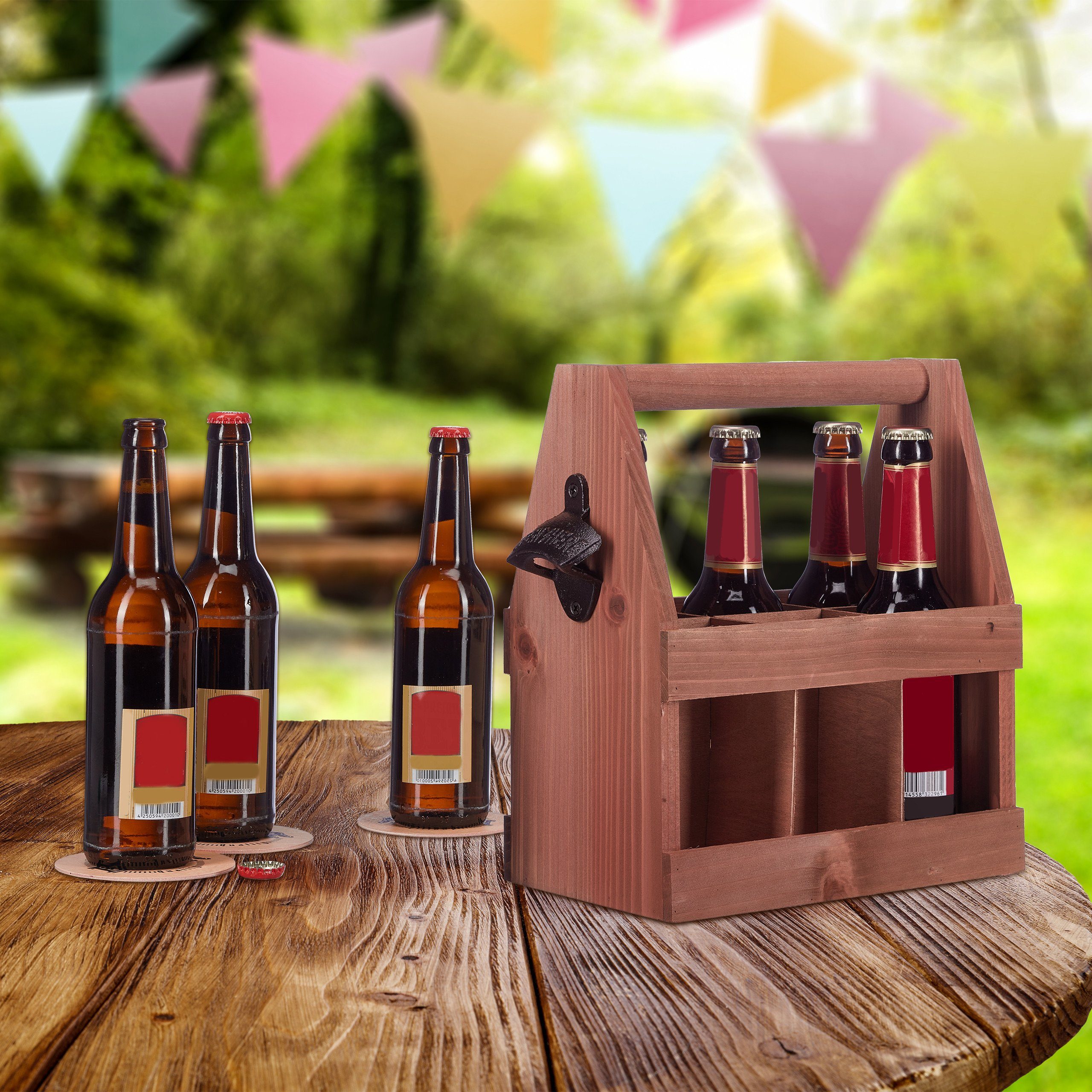 relaxdays Flaschenkorb Bierträger aus Holz mit günstig online kaufen
