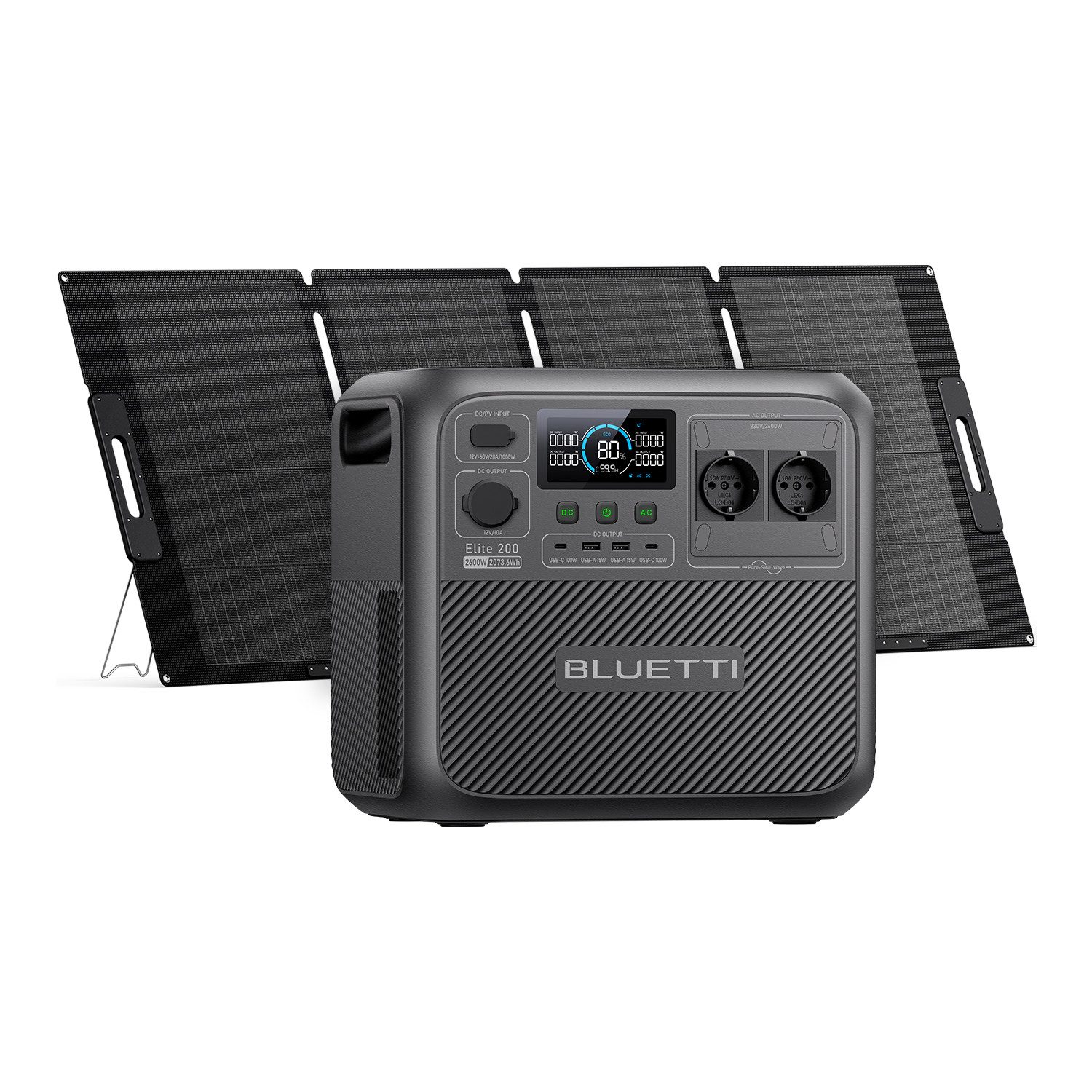BLUETTI Stromerzeuger Elite 200 V2 2600W/ 2073,6Wh Tragbare PowerStation (2025 Neu), 2,6 in kW, (LiFePO4 Batterie-Backup mit 2 AC Ausgängen (3900W Power Lifting), 17 Jahre Lebensdauer, Solargenerator für Camping, Off-grid