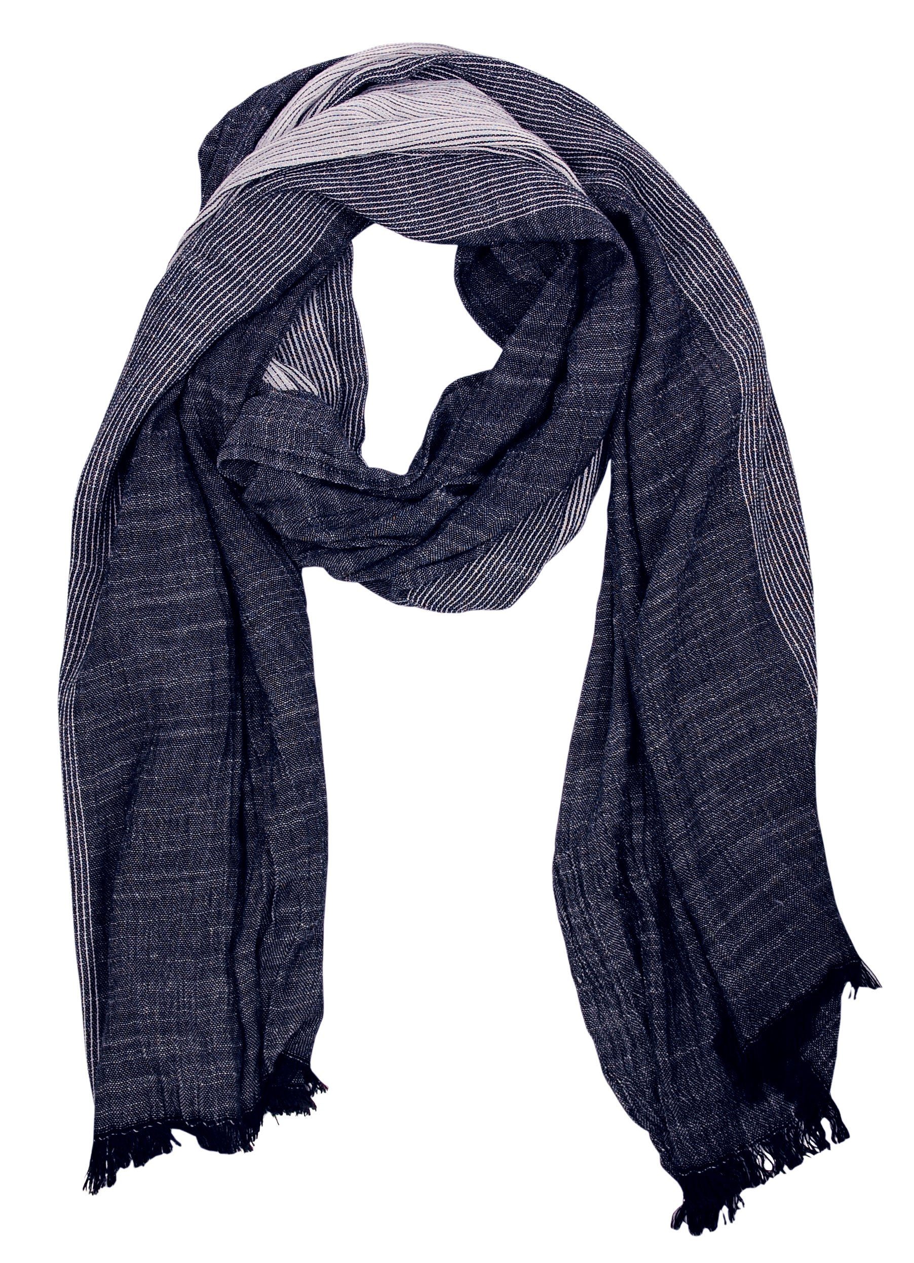 Bovari Modeschal Herren Schal – Baumwolle Viskose Mix – mehrfarbiger Streif günstig online kaufen