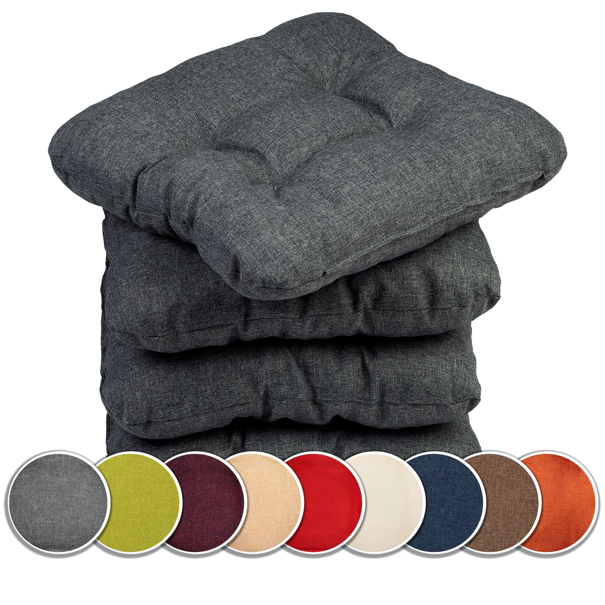sunnypillow Stuhlkissen 4er Set Stuhlkissen 45x45 cm Bequeme 8cm, Polsterauflage Auflage für Stühle / Bänke