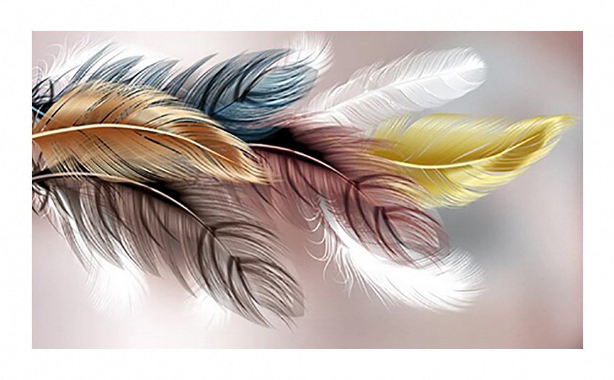 TPFLiving Kunstdruck (OHNE RAHMEN) Poster - Leinwand - Wandbild, Abstrakte bunte Federn - (Leinwand Wohnzimmer, Leinwand Bilder, Kunstdruck), Leinwandbild bunt - Größe 70x105cm