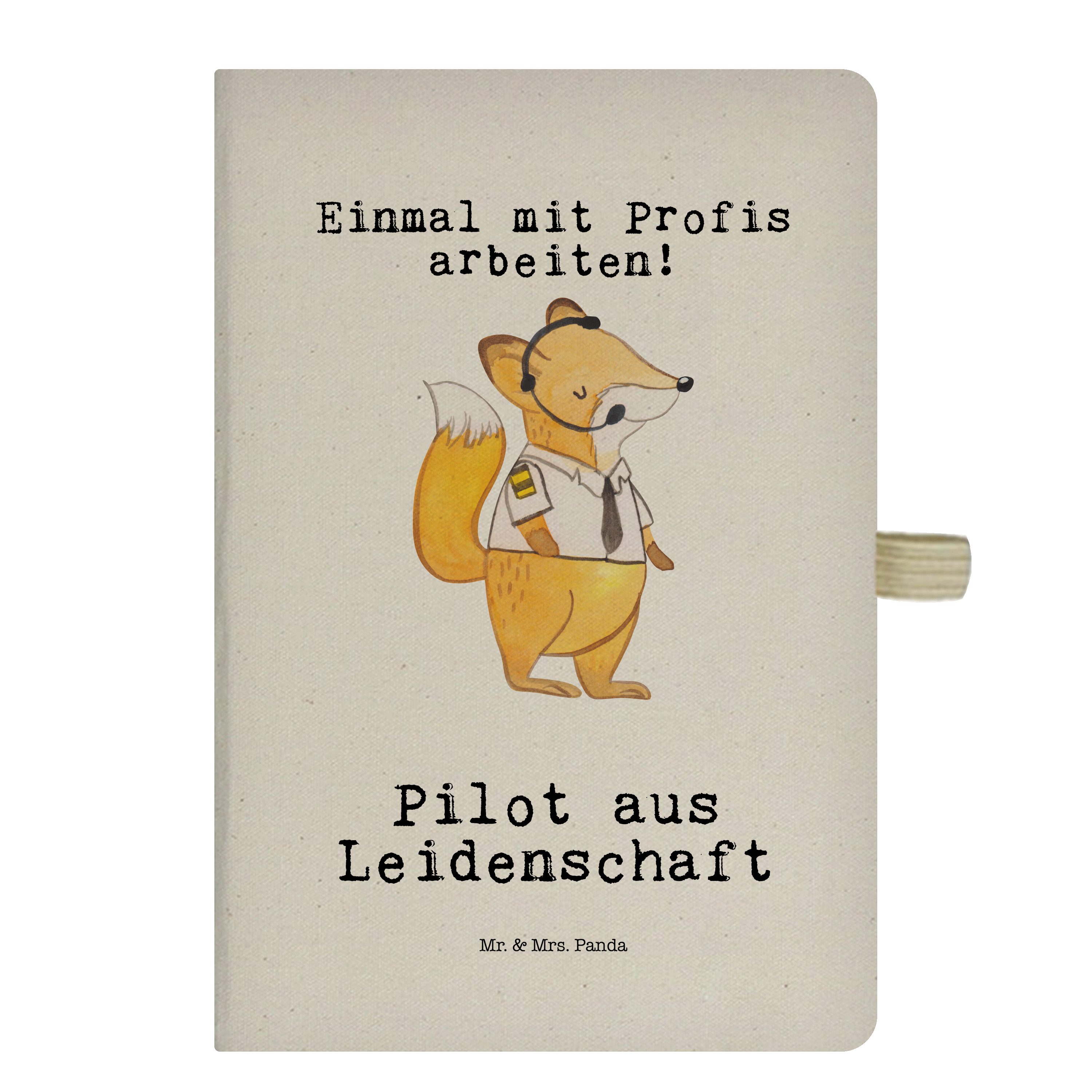 Mr. & Mrs. Panda Notizbuch Pilot aus Leidenschaft - Transparent - Geschenk, Notizheft, Dankeschö Mr. & Mrs. Panda
