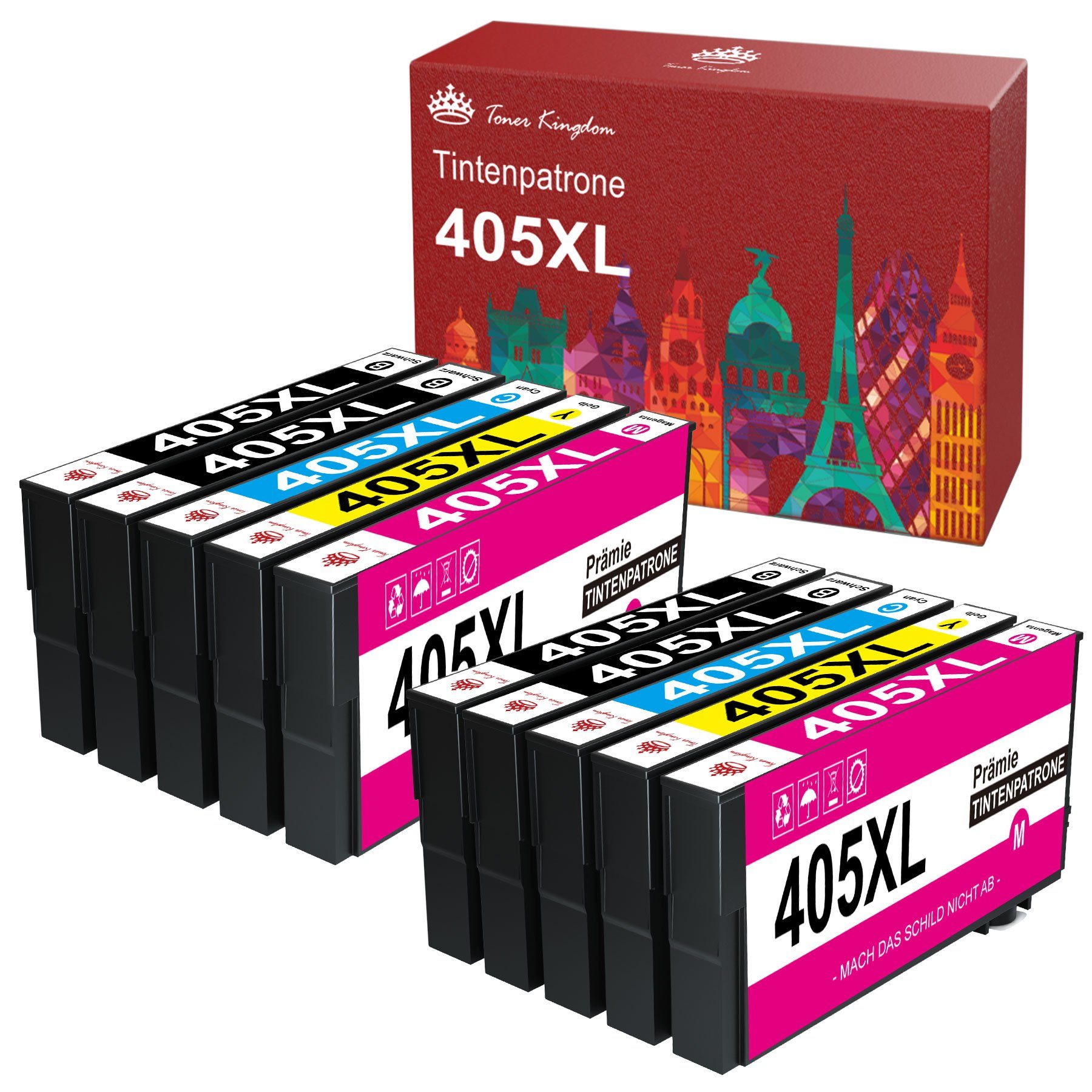 Toner Kingdom 10er set für EPSON 405 XL 405XL Multipack Tintenpatrone (Pro WF-4830 4825 3820, 0-tlg)