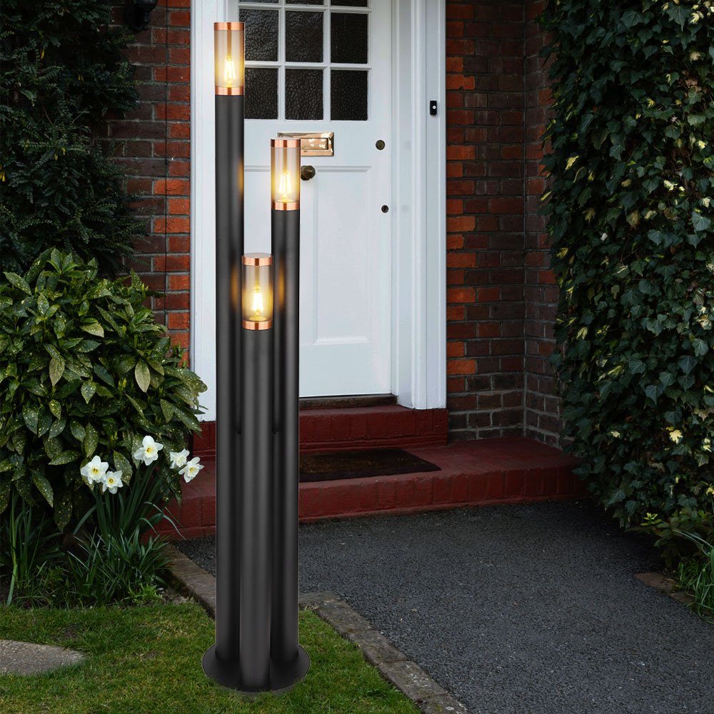 etc-shop LED Außen-Stehlampe, Leuchtmittel inklusive, Warmweiß,  Außenleuchte Stehlampe Wegeleuchte außen Gartenlampen schwarz braun