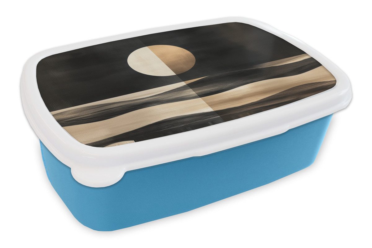 MuchoWow Lunchbox Mond - Kreis - Gold, Kunststoff, (2-tlg), Brotdose, Lunchbox, Brotbox für Kinder und Erwachsene