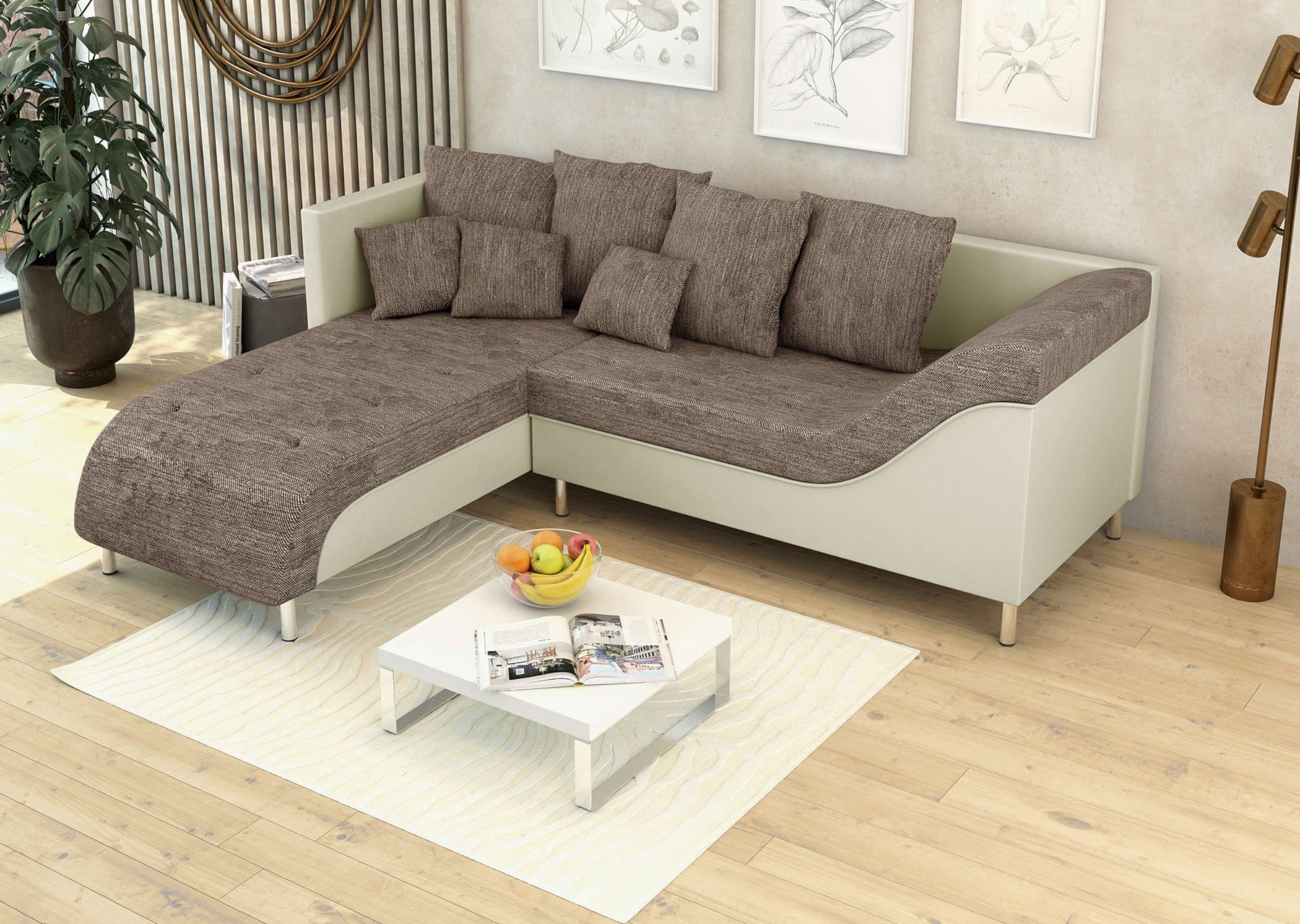 Ecksofa Europa rechts Design, Kissen, bestellbar, oder links Stylefy inklusive made L-Form, in Modern Eckcouch, Cindy, mane