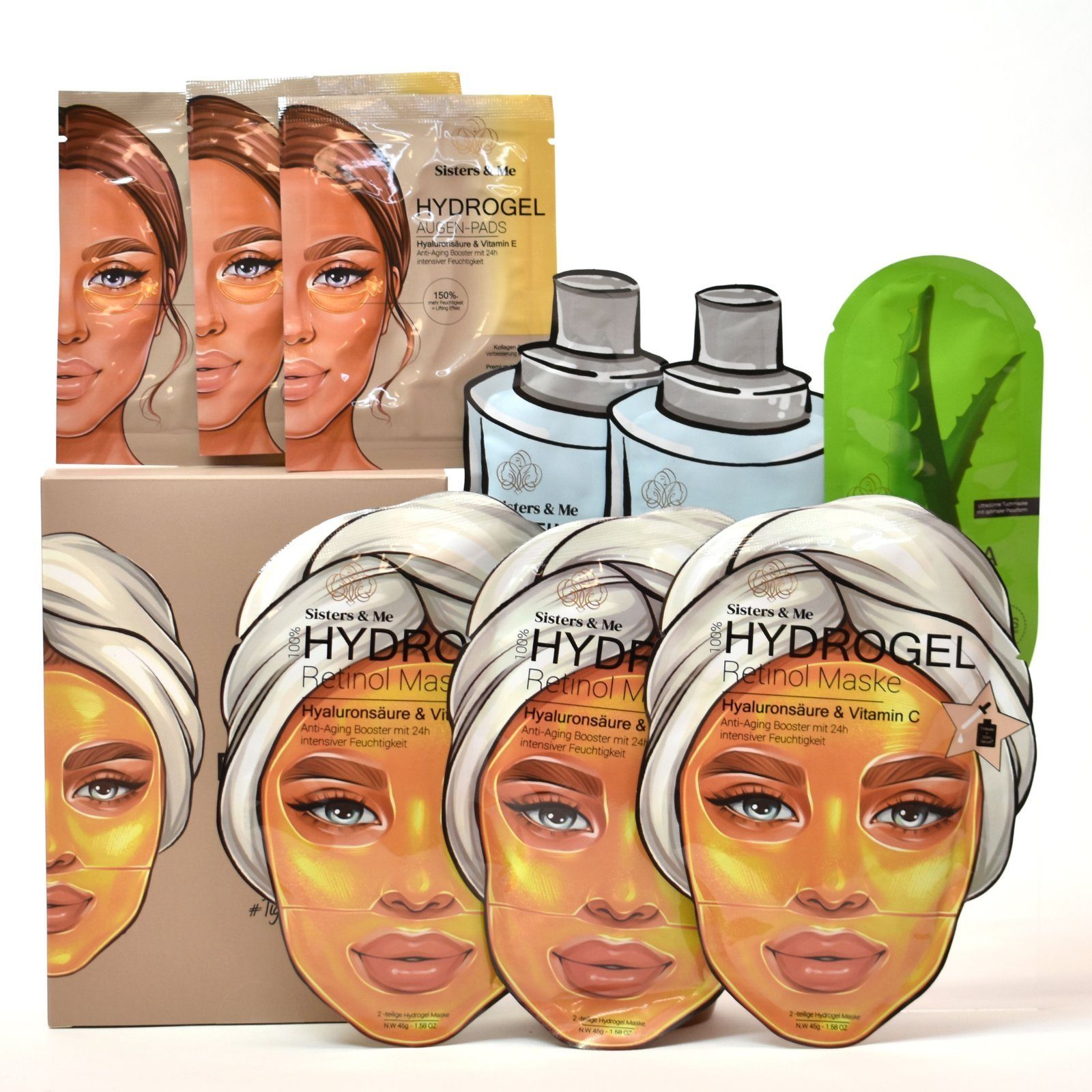 Gesichtsmasken-Set Anti‑Aging All‑in‑One Set 9er – Masken & Augenpads
