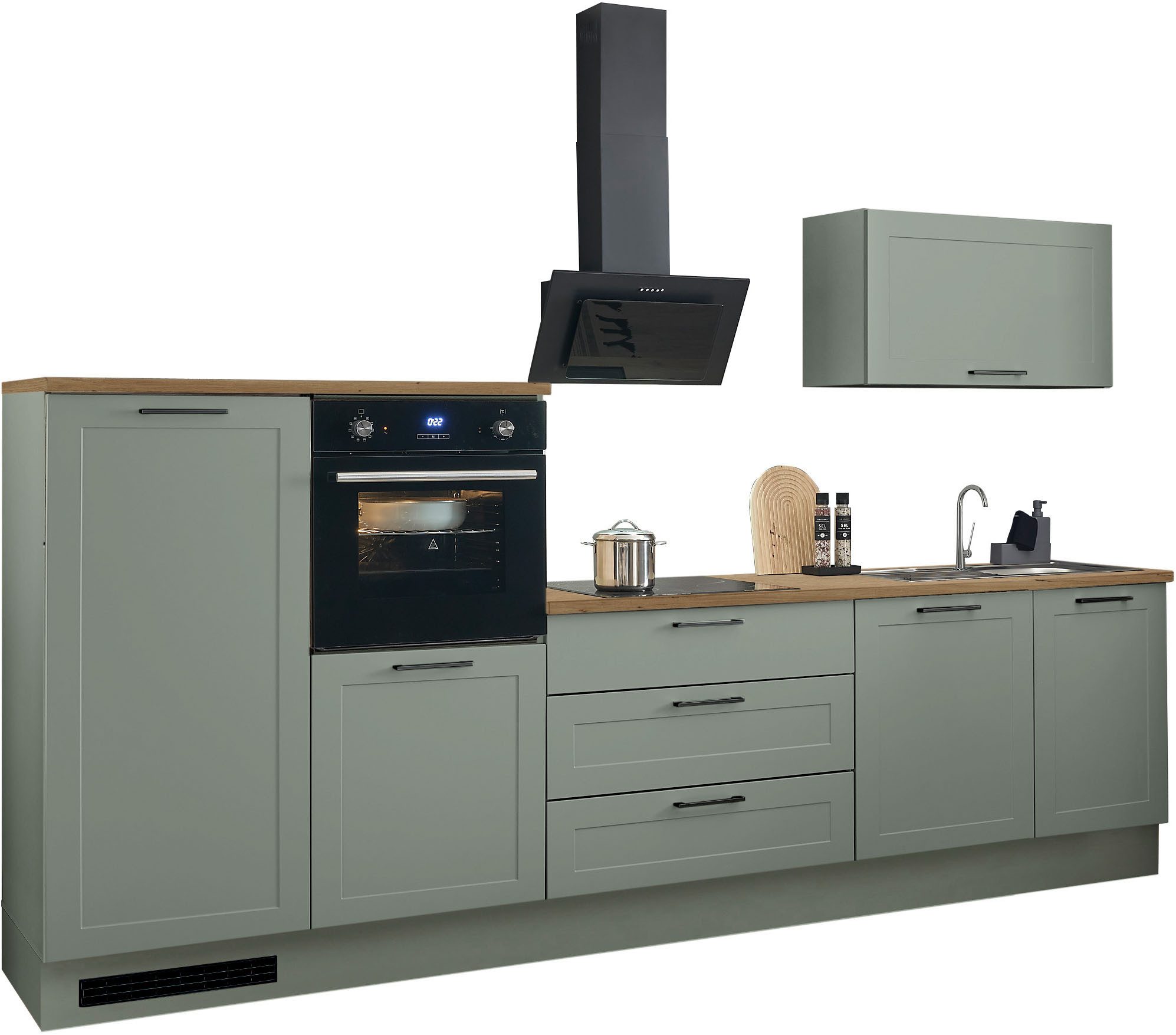 BASIC by Balculina Küchenzeile Marsi, Breite 320 cm, höhenverstellbare Füße, mit Soft-Close-Funktion