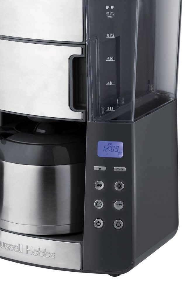 RUSSELL HOBBS Kaffeemaschine mit Mahlwerk Grind & Brew 25620-56, 1,25l  Kaffeekanne, Papierfilter 1x4, mit Thermokanne, Herausnehmbarer  Kaffeebehälter für 250 g Bohnen, Thermokanne für 10 Tassen