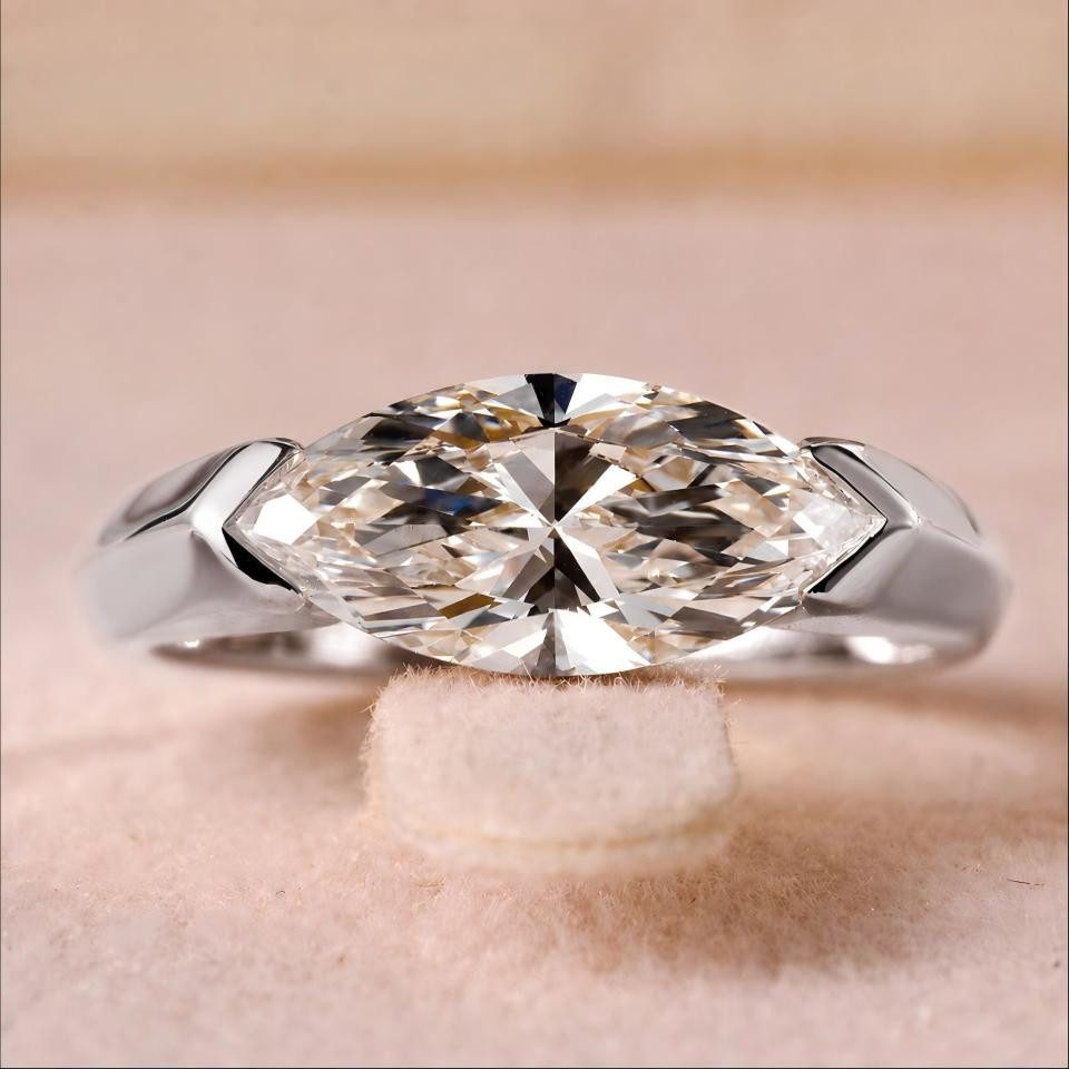 Jumpeak Diamantring Labor-Diamant Ring,1ct/2ct/3ct,D,VS1,Verlobungsring,Jahrestag Ring,IGI, 14K gold,Frauen Schmuck,Geschenk,Eleganter Solitärring,Marquise Cut