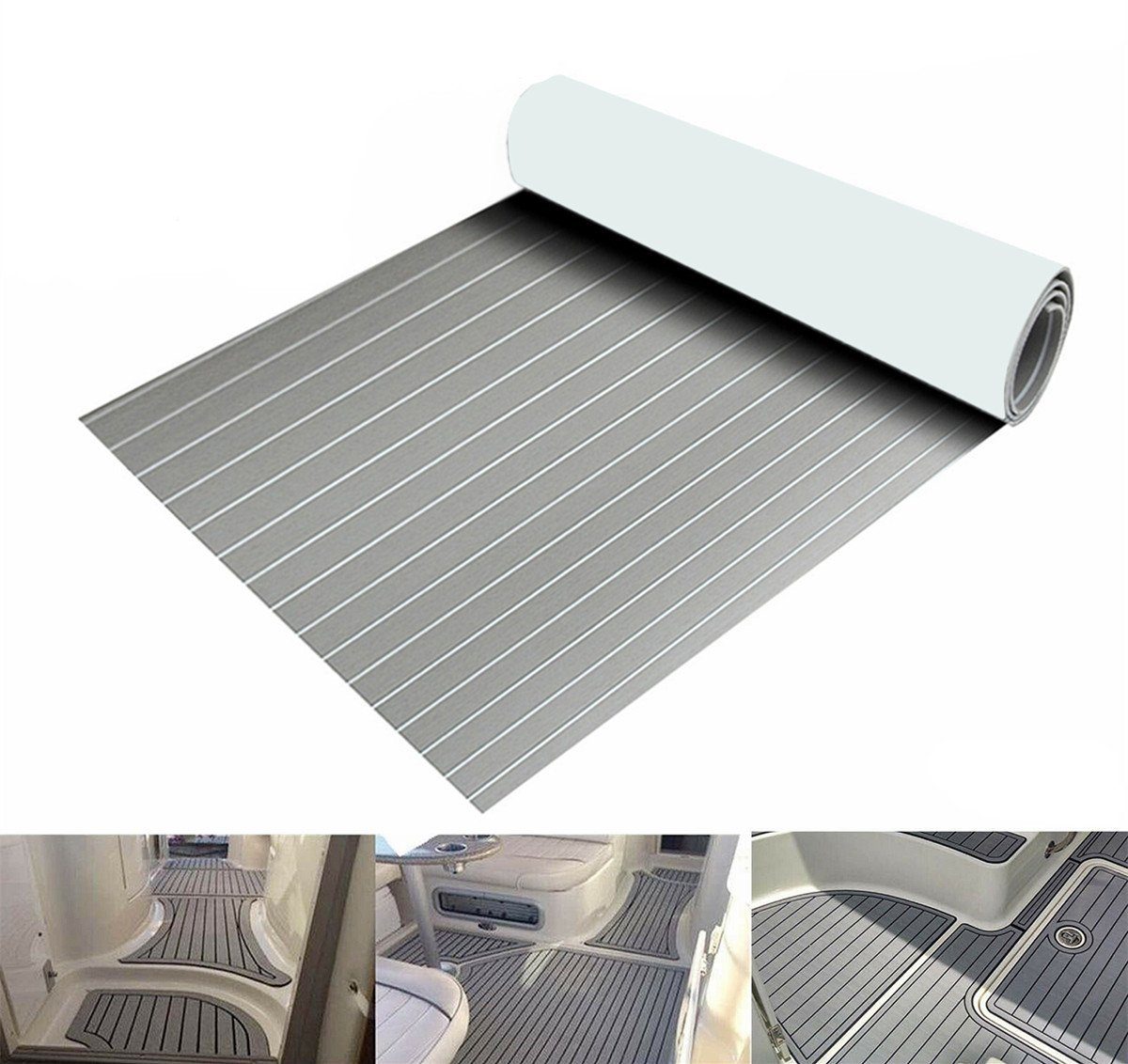 Insma Bodenmatte, 240x90cm 5mm EVA Schaum Boot Yacht Bodenbelag Matte, Bodenmatte Teppich Selbstklebend, Stoßfest, Wasserdicht