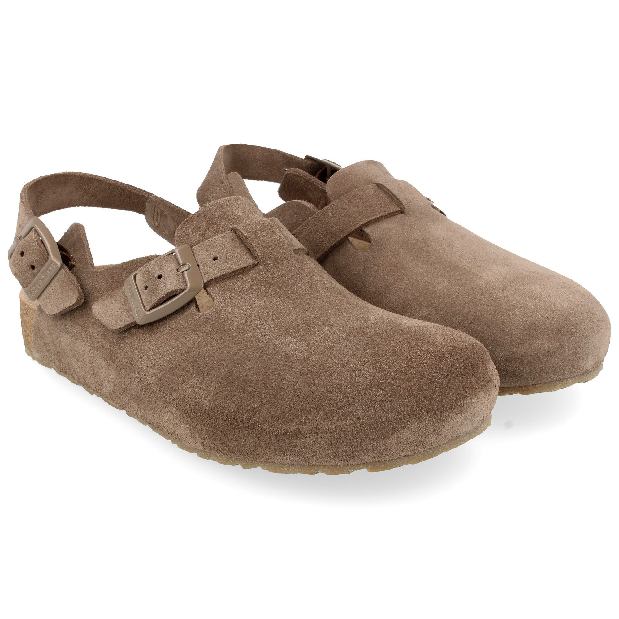 Haflinger Faro Lederclog mit Korkfußbett und Fersenriemen Unisex Hausschuh