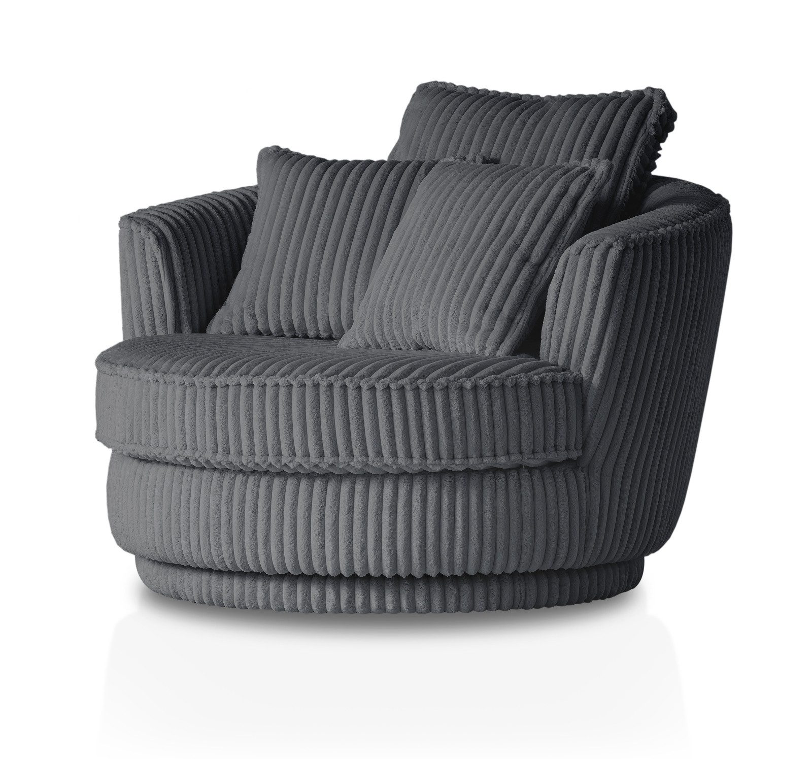 Furn.Design Loveseat Comfy Love Seat in Mega Cord grau 120 x 120 cm 360 drehbar