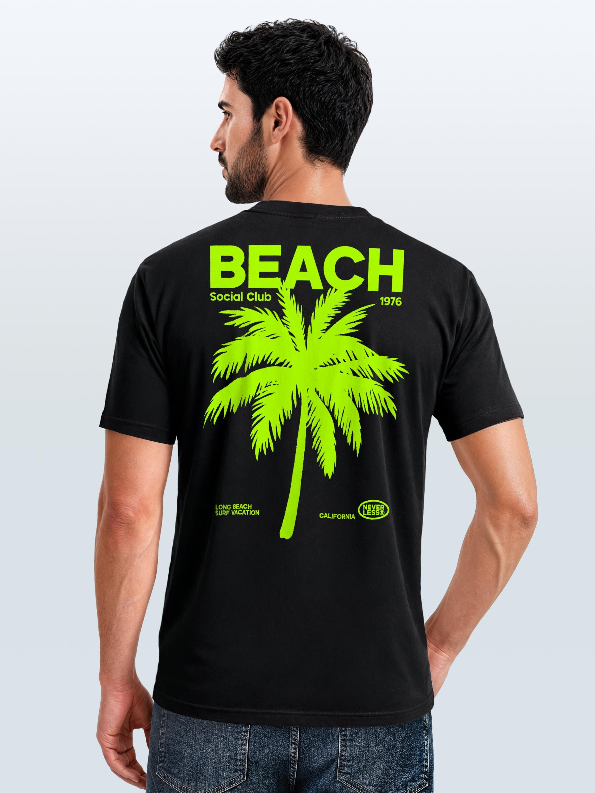 Neverless Print-Shirt Herren T-Shirt Backprint Sommer Funshirt mit Palmen Print Retro mit Print