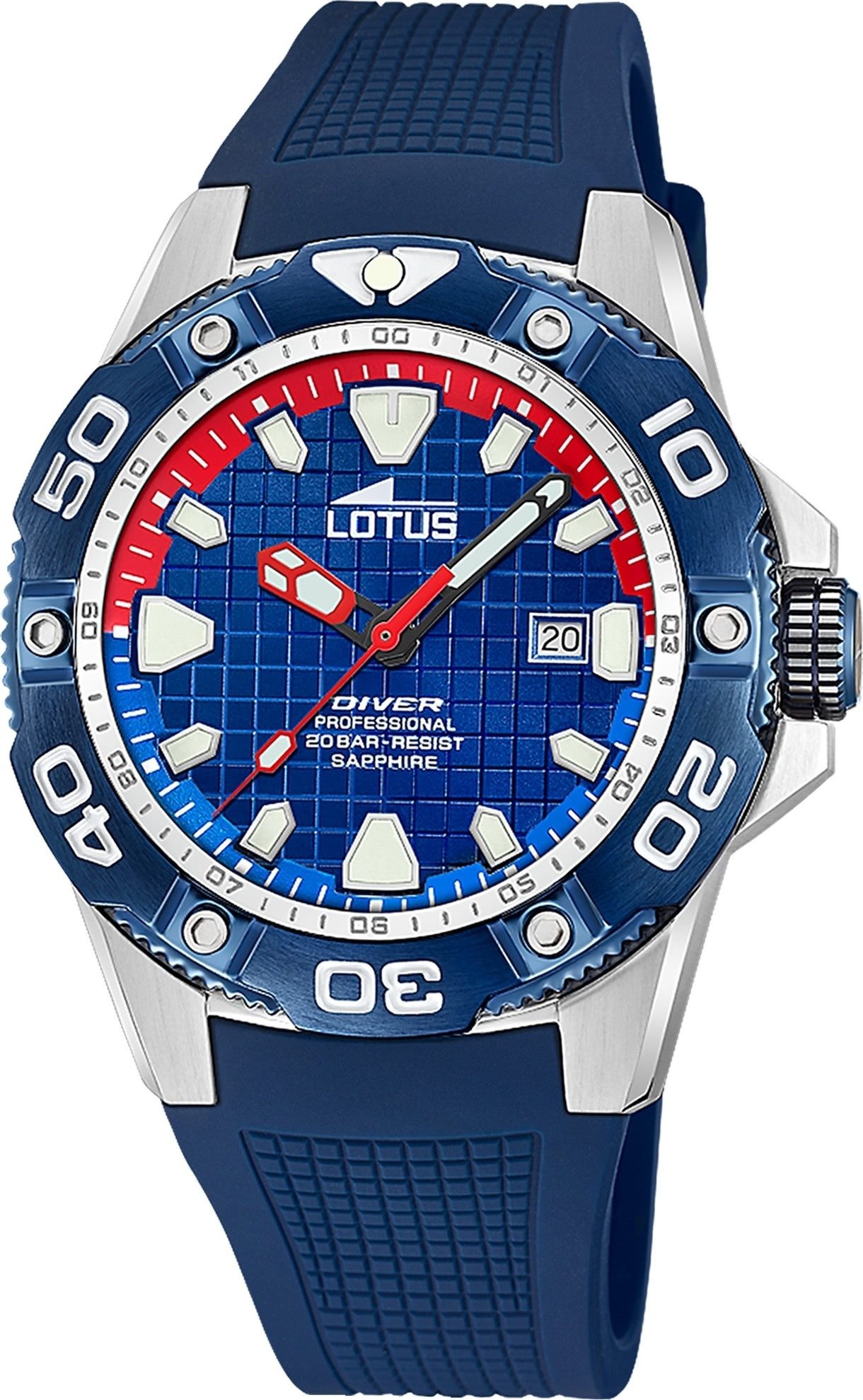 Lotus Chronograph Lotus Herrenuhr Silikon blau Lotus, (Chronograph), Herren Armbanduhr rund, groß (ca. 45mm), Edelstahl