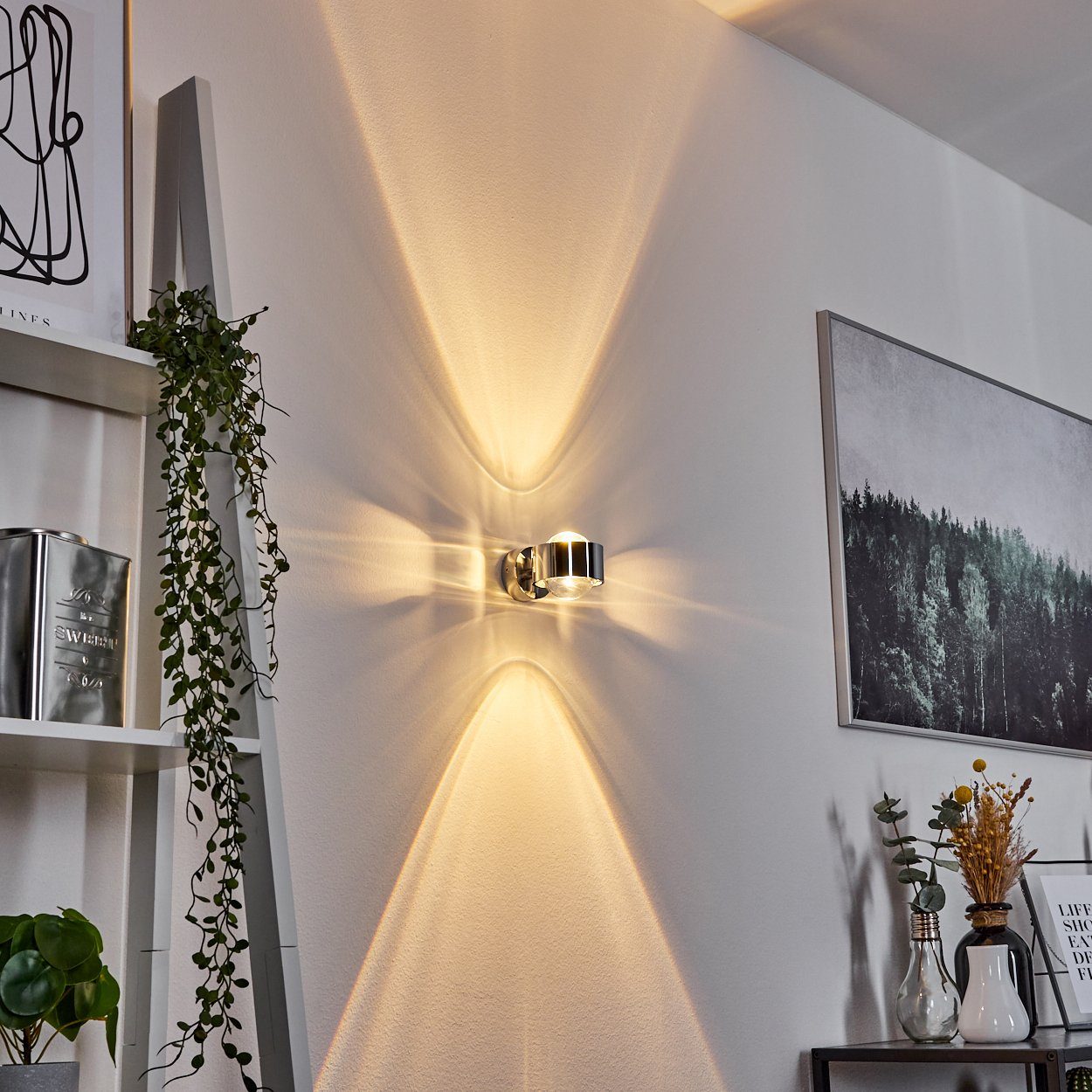Effekt-Schlitzen mit »Osacca« Wandleuchte Wohnzimmer, oder Glas-Linsen, Diele, Flur Seiten, halbrund Küche Metall-Lampe mit hofstein Leuchtmittel, ohne verchromte, den an