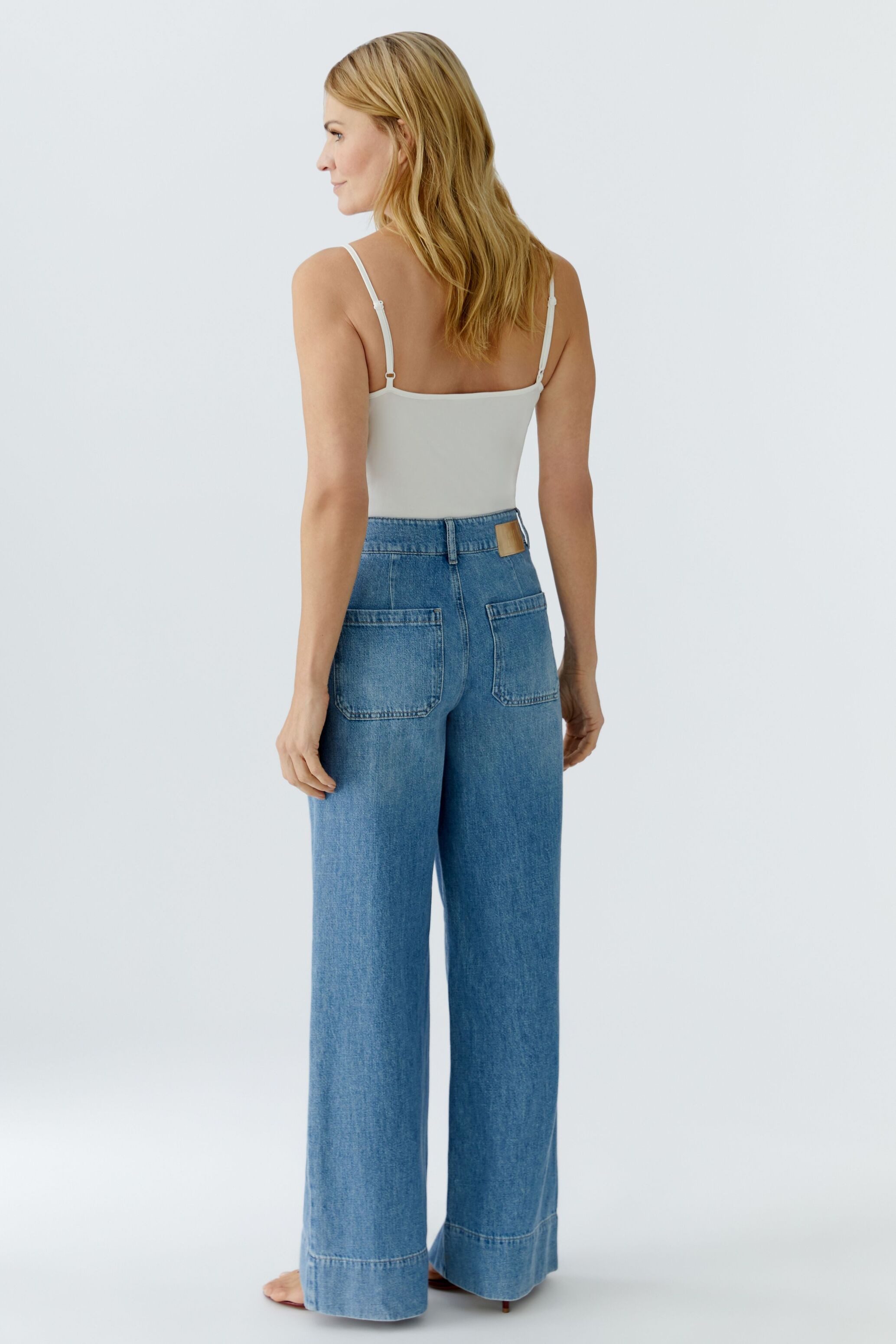 Oui Schlagjeans Detailprint