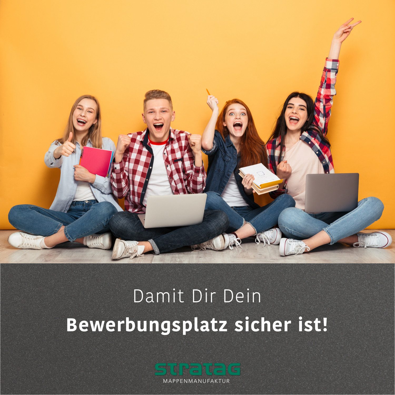 STRATAG Bewerbungsmappe favorit Metallic - 5 Stk. 3-tlg mit 2 Klemmschienen und Versandtaschen (Set, 5-St., Premium-Qualität mit hochwertiger Relief-Prägung BEWERBUNG), direkt vom Hersteller STRATAG - handgefertigt in Deutschland